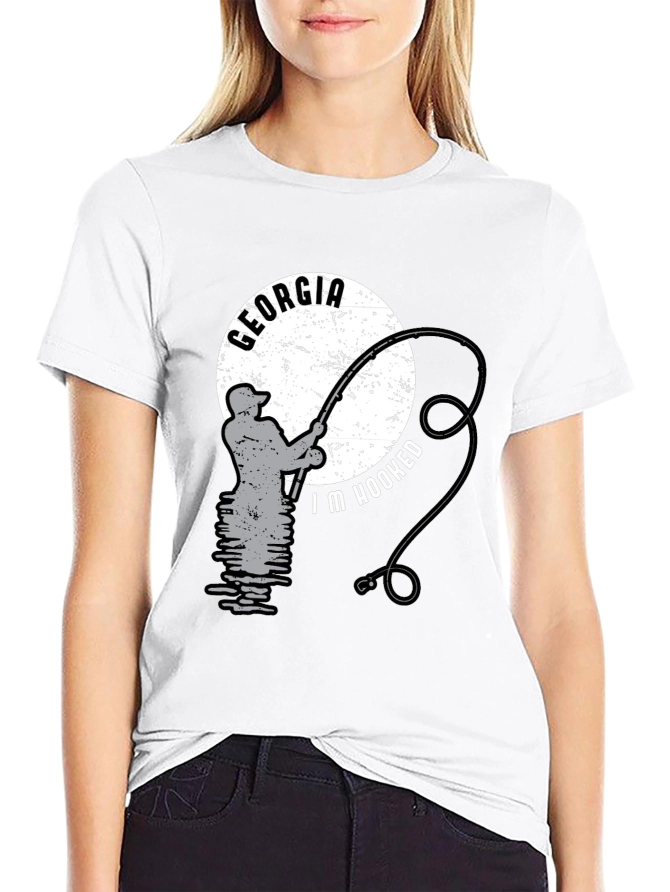 Georgia Fishing T-Shirt - Im Hooked Black Tee