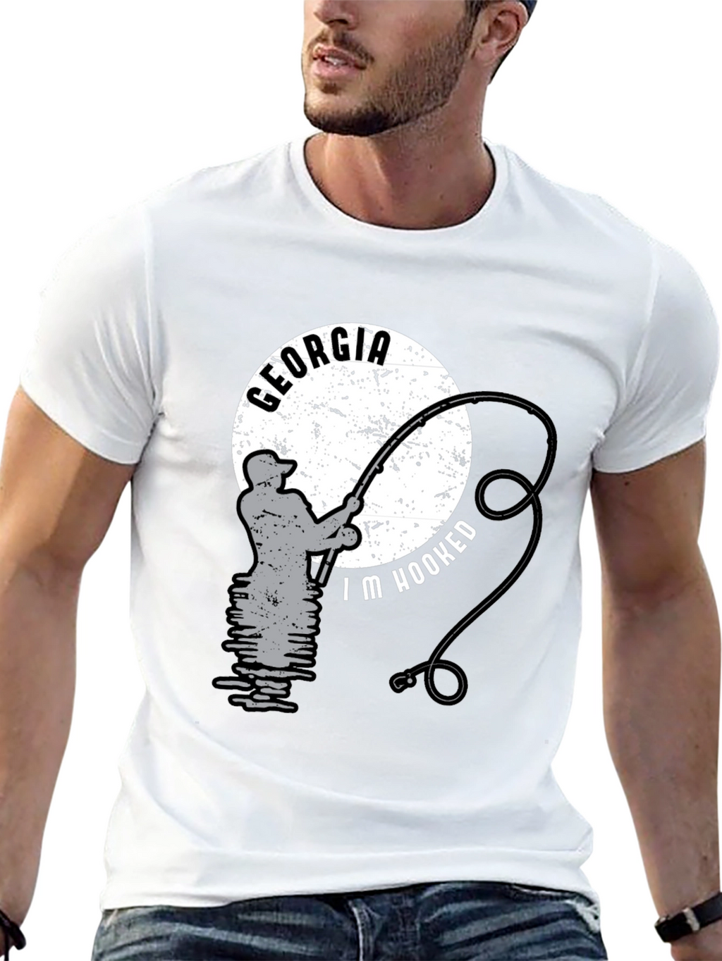 Georgia Fishing T-Shirt - Im Hooked Black Tee