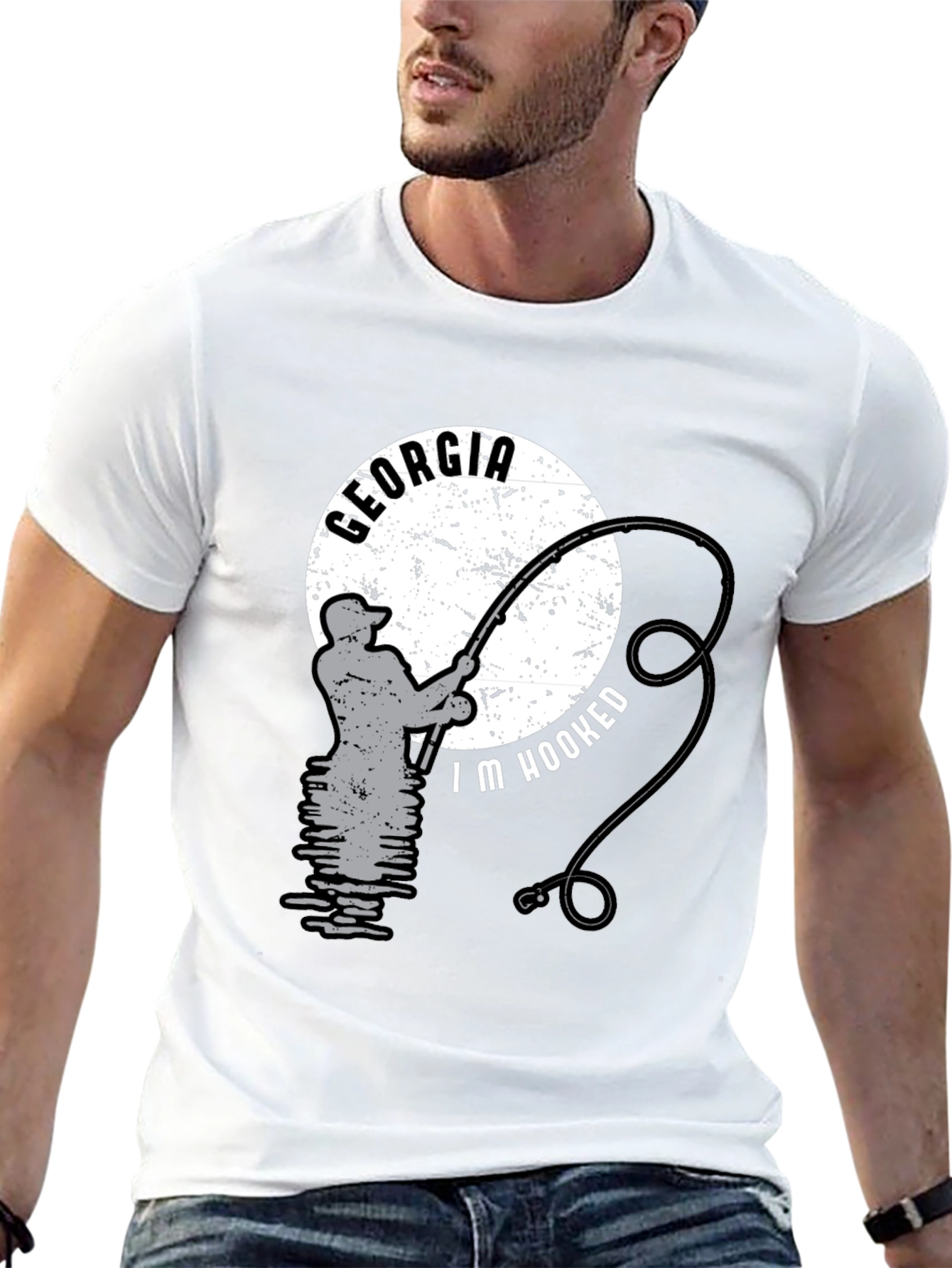 Georgia Fishing T-Shirt - Im Hooked Black Tee