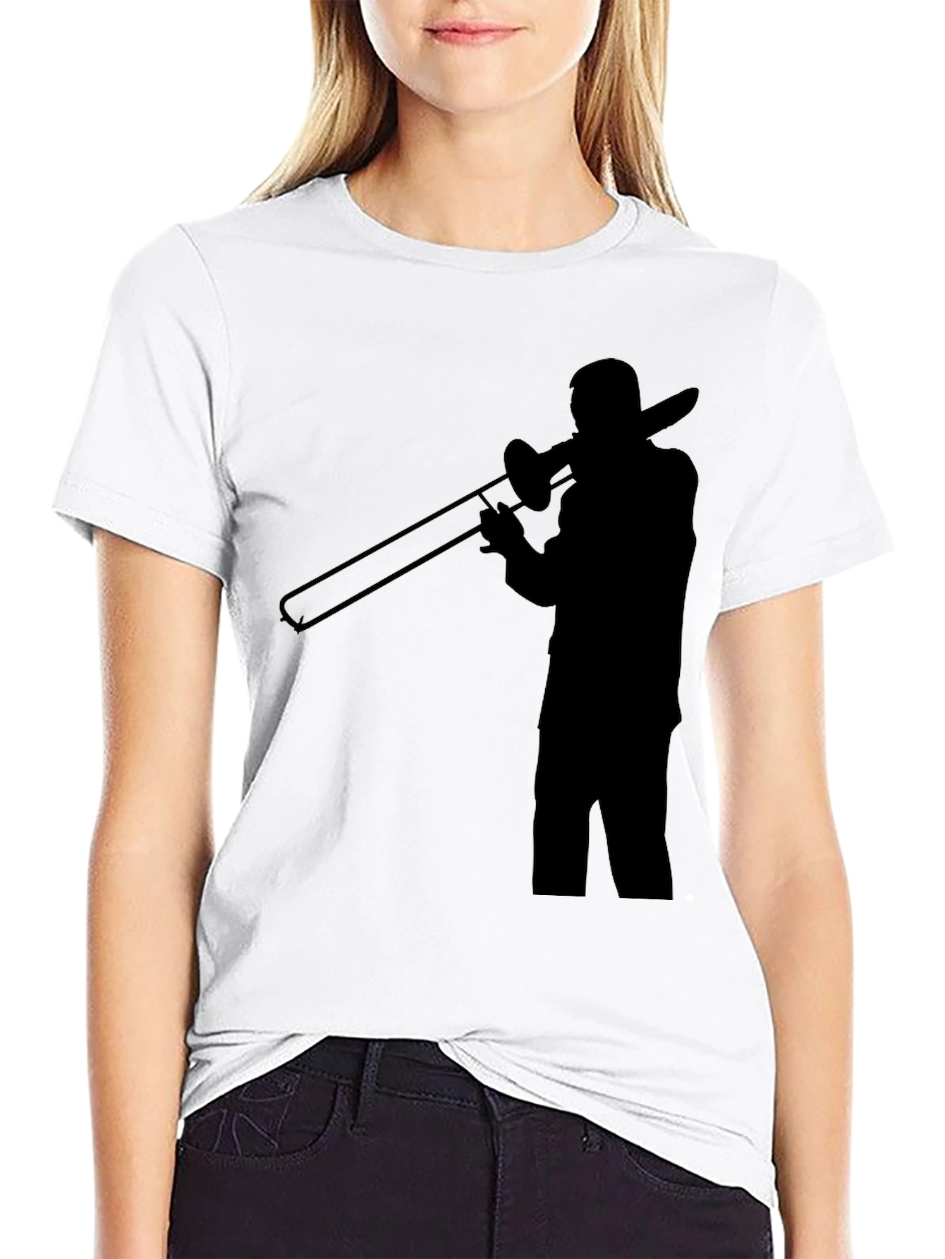Trombone Player Graphic Tee - Black Cotton Comfort
