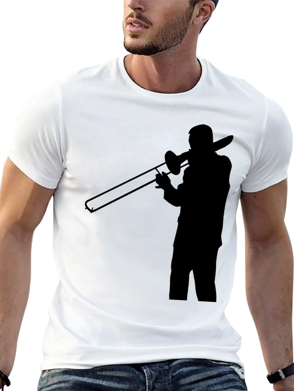 Trombone Player Graphic Tee - Black Cotton Comfort