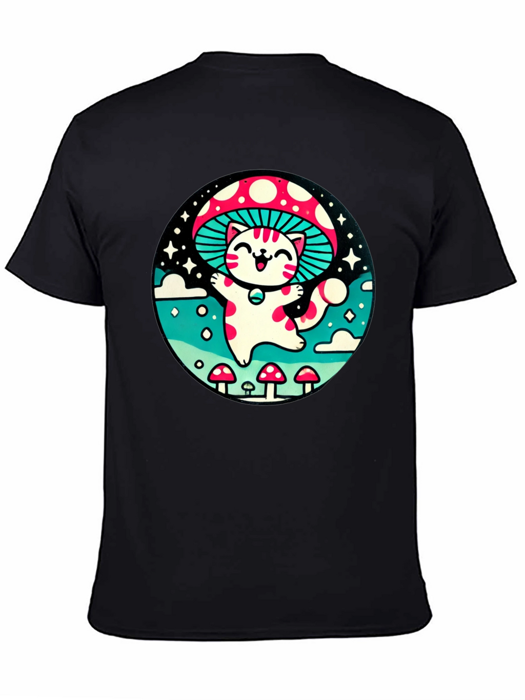 Mushroom Cat T-Shirt - Whimsical Graphic Tee
