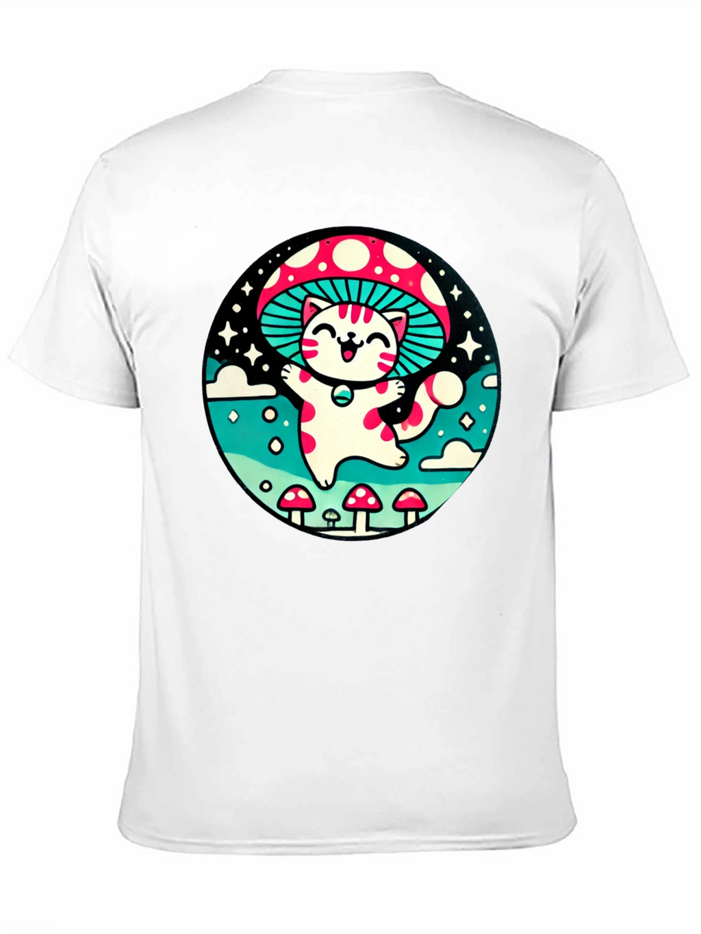 Mushroom Cat T-Shirt - Whimsical Graphic Tee