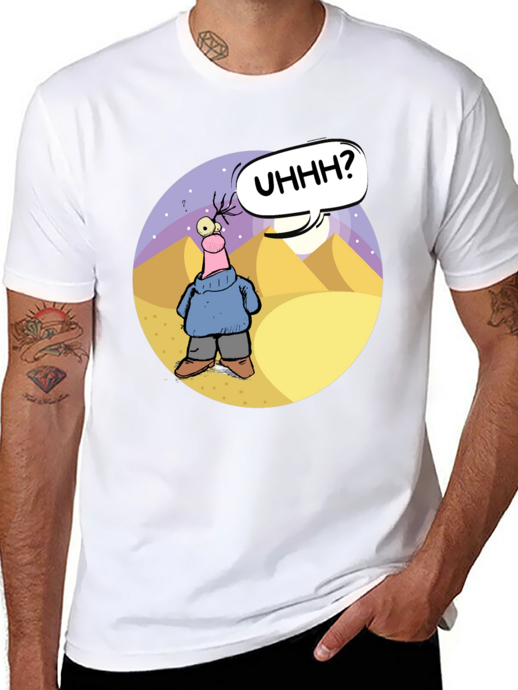 Cartoon Graphic Black T-Shirt - Uhhh?