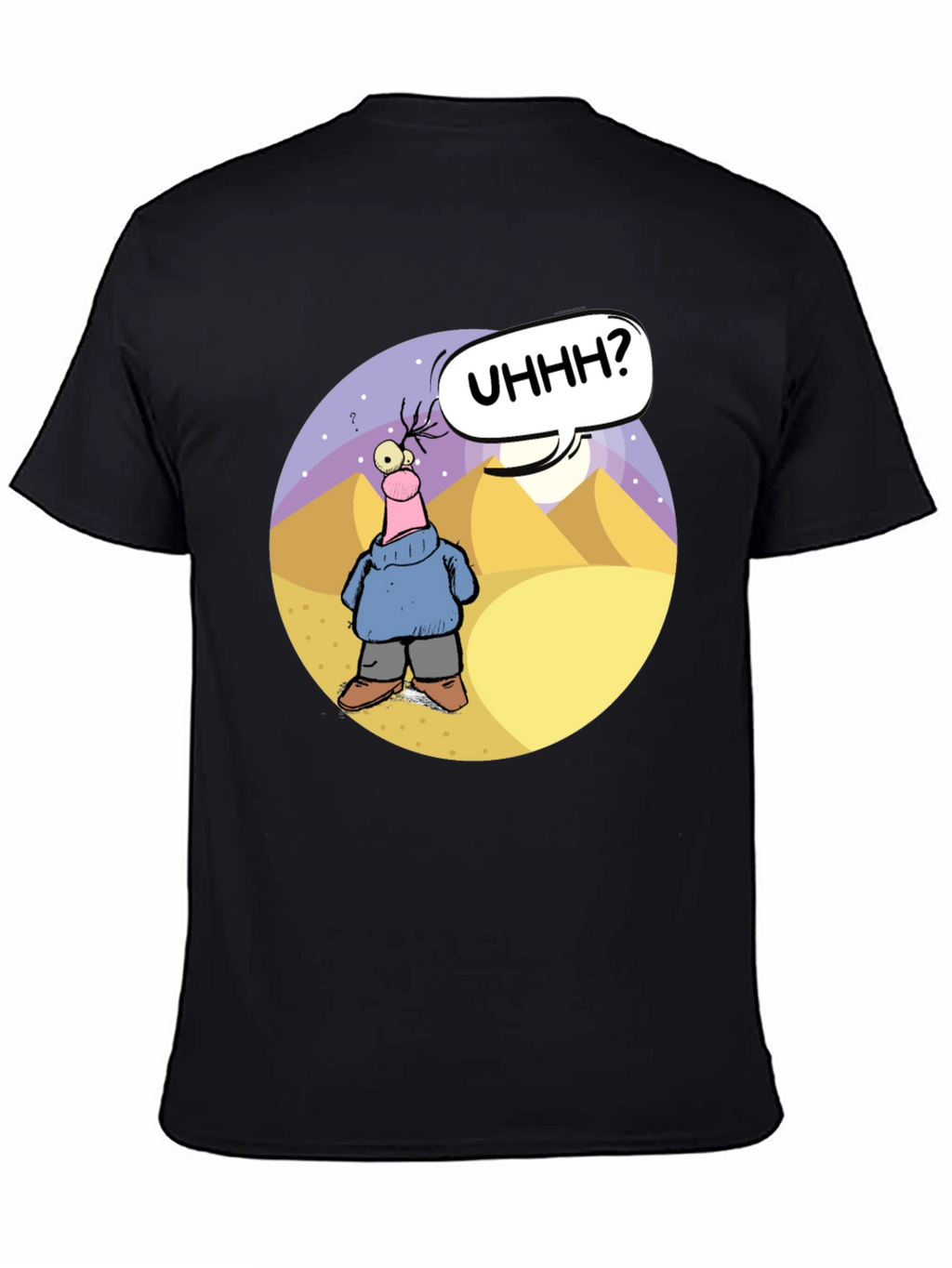 Cartoon Graphic Black T-Shirt - Uhhh?