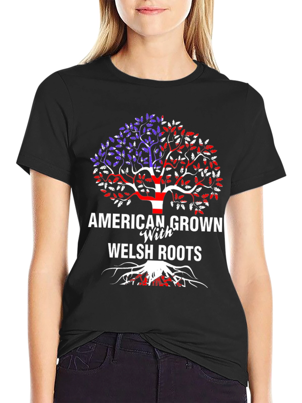 American Grown with Welsh Roots Tree T-Shirt