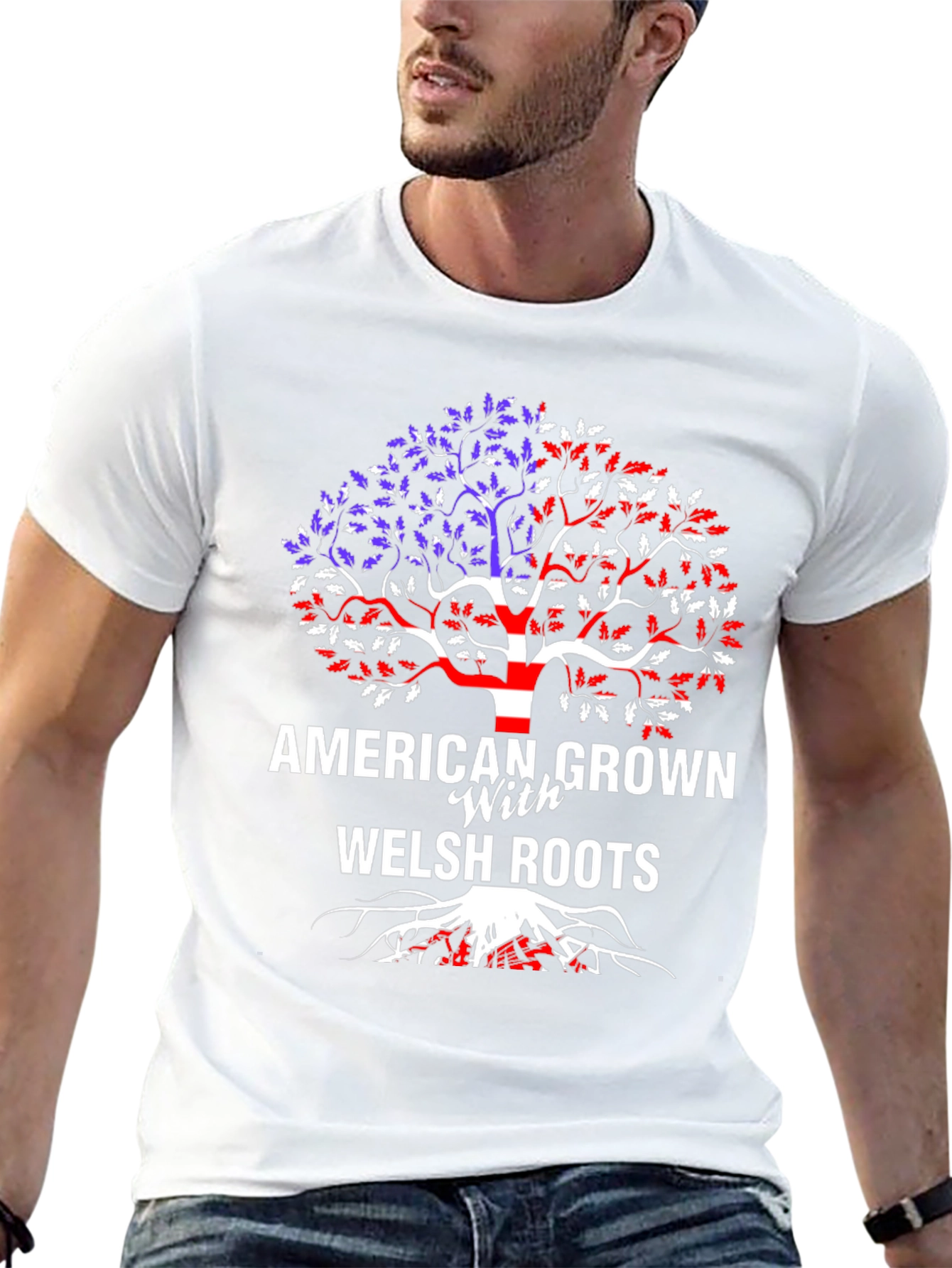 American Grown with Welsh Roots Tree T-Shirt