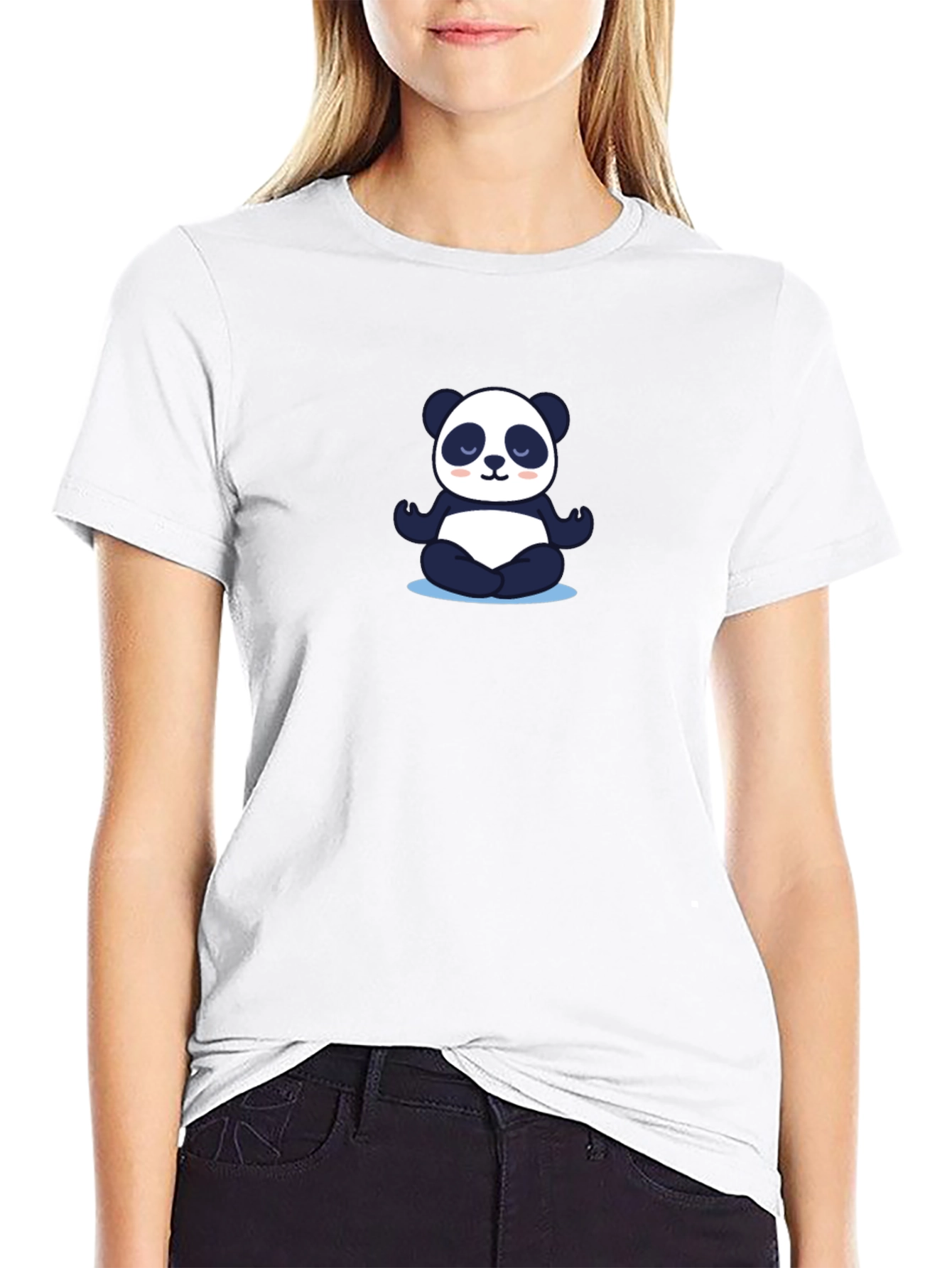 Meditating Panda Black T-Shirt