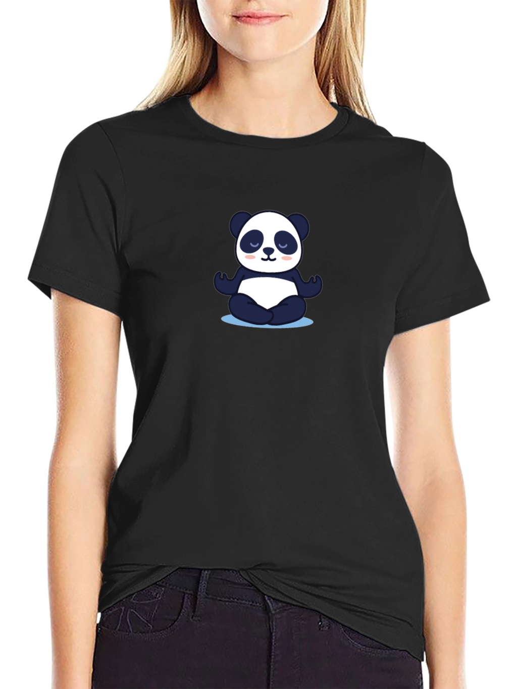 Meditating Panda Black T-Shirt