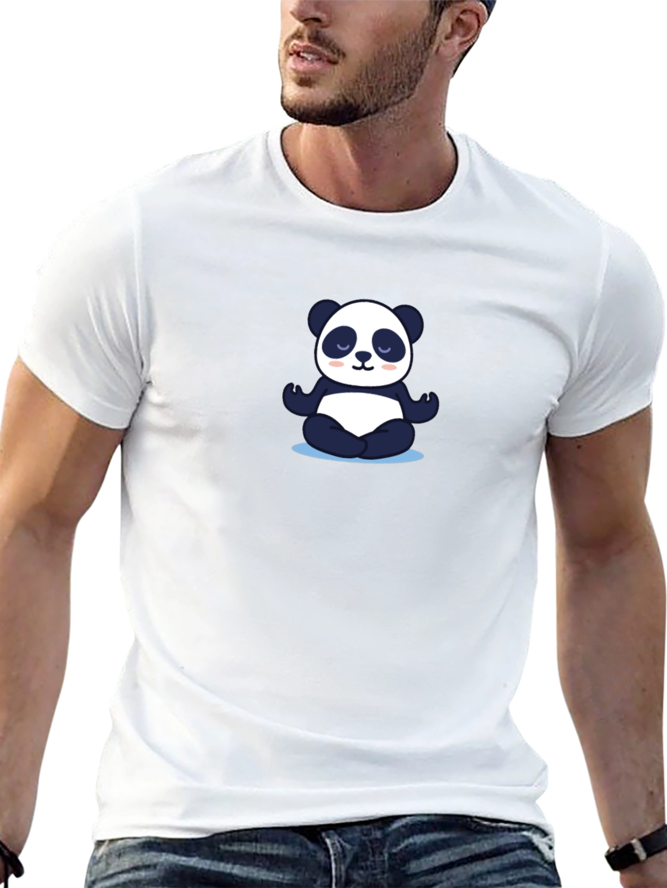 Meditating Panda Black T-Shirt