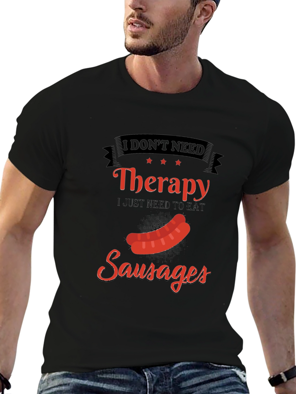 Funny Sausage Therapy T-Shirt - BBQ Foodie Tee