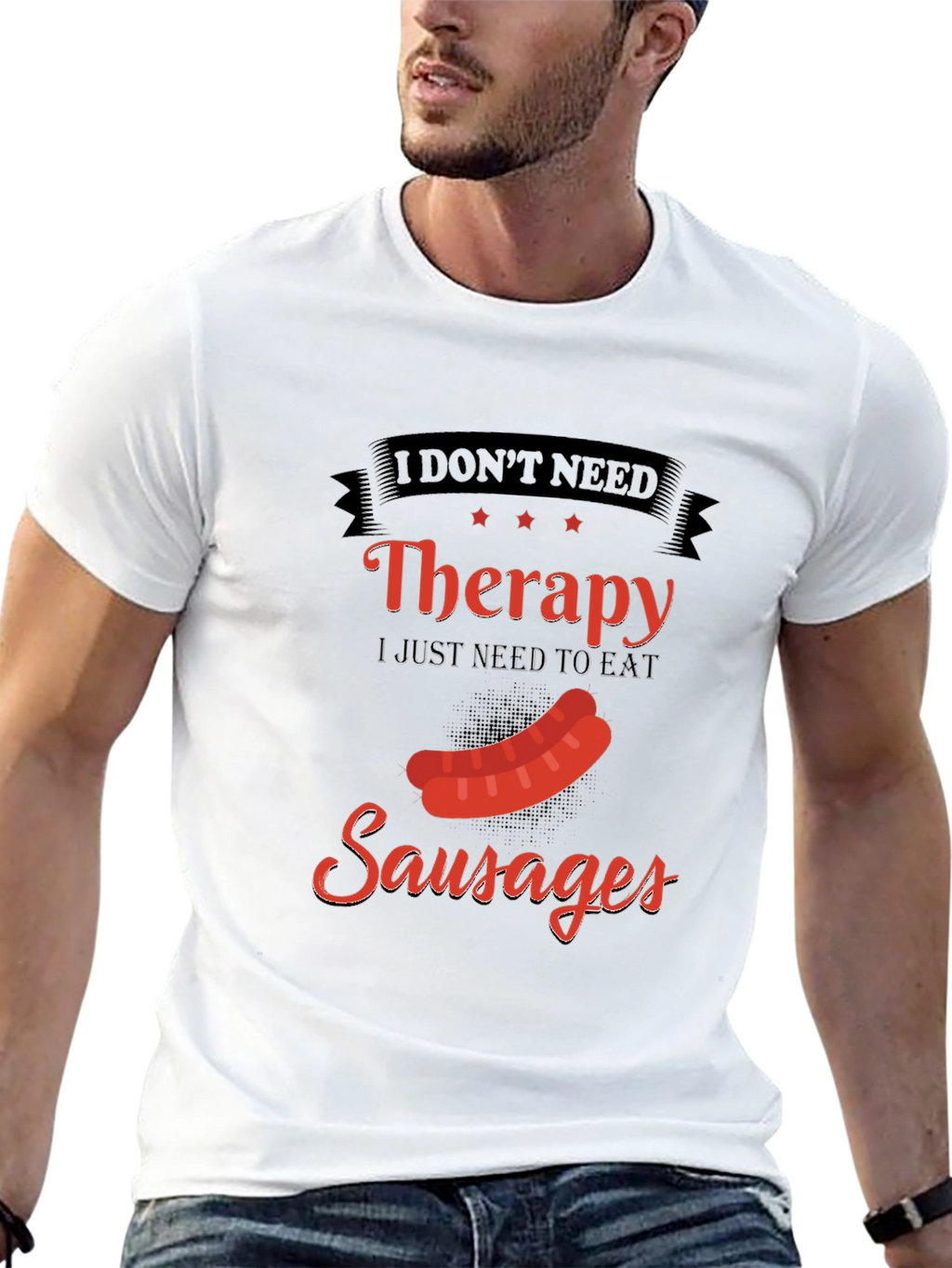 Funny Sausage Therapy T-Shirt - BBQ Foodie Tee