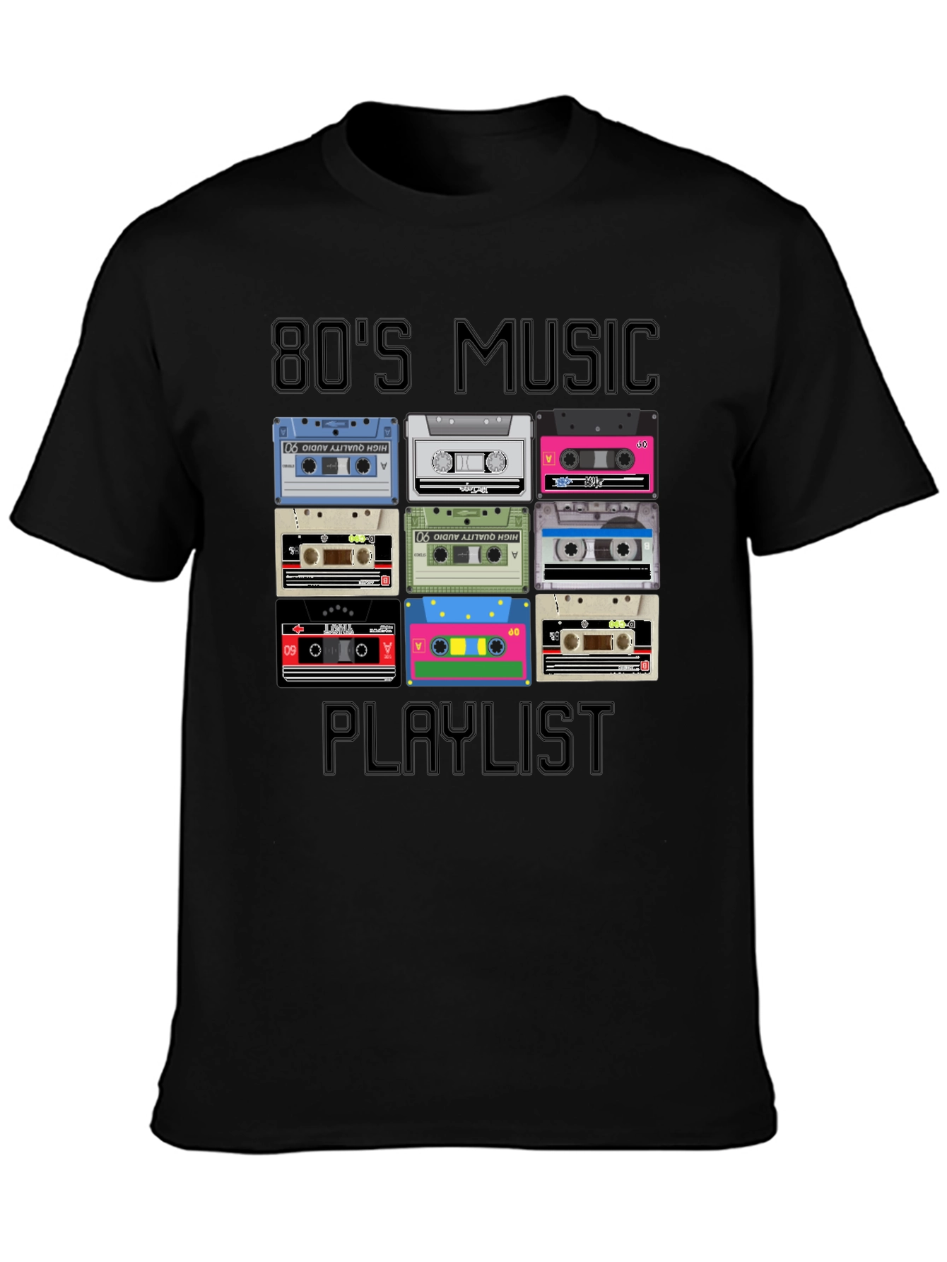 80s Music Playlist T-Shirt Retro Cassette Tape Tee