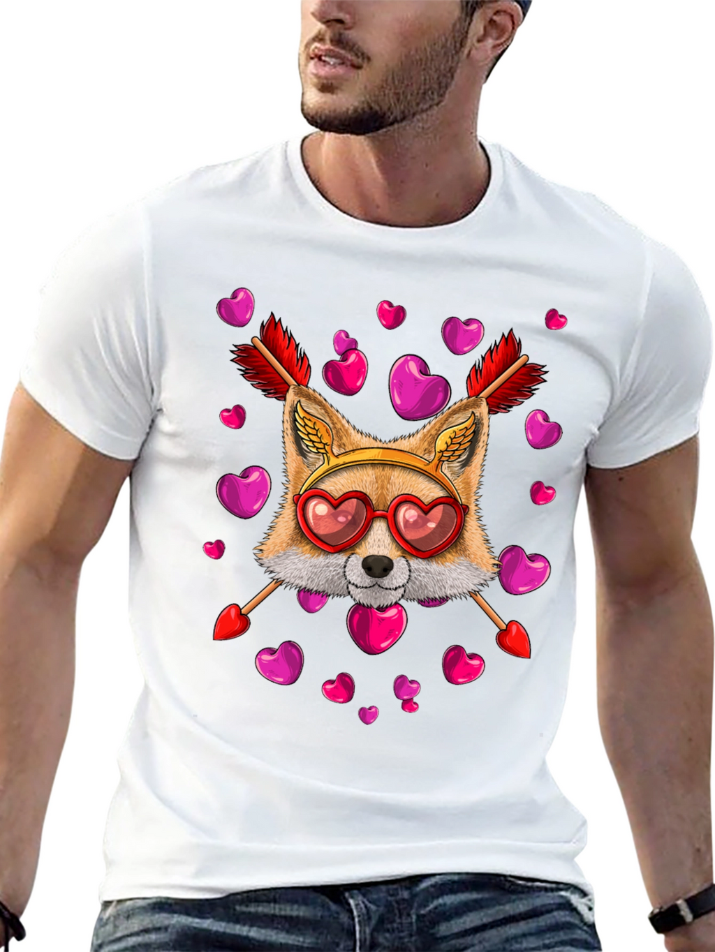 Valentines Day Fox Heart Arrows T-Shirt