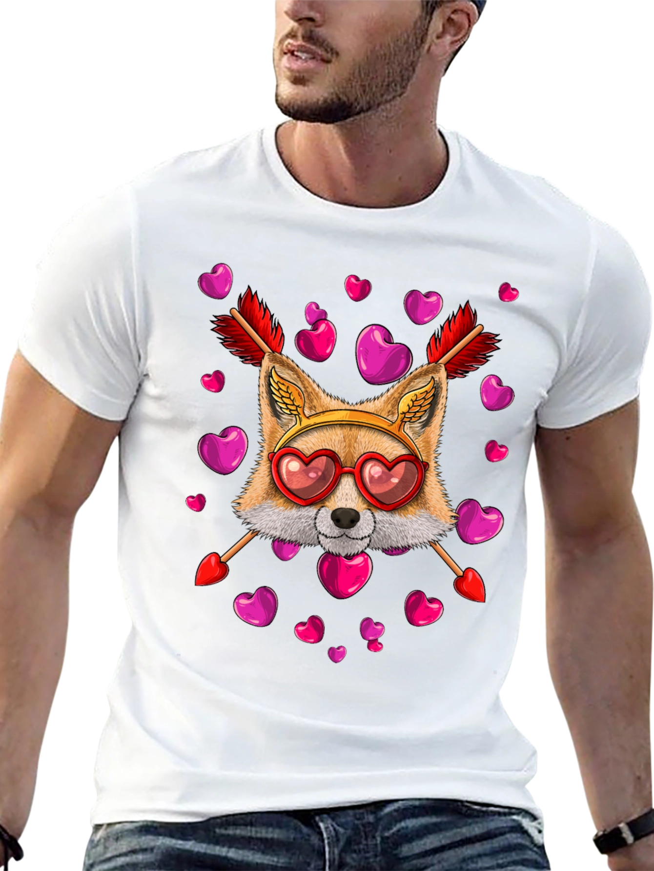 Valentines Day Fox Heart Arrows T-Shirt