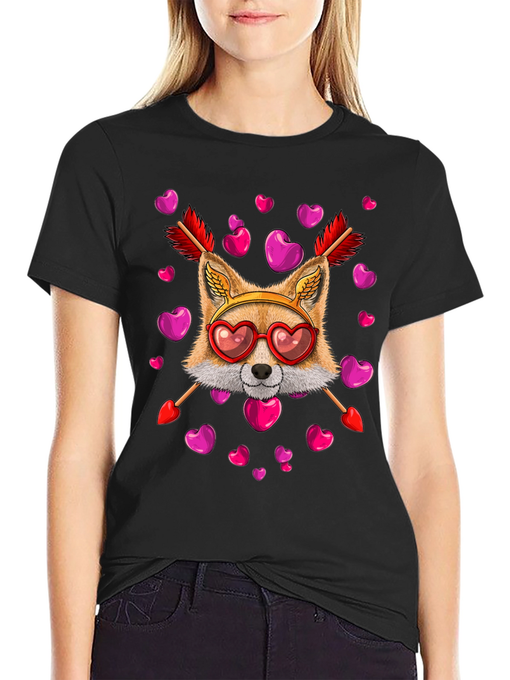 Valentines Day Fox Heart Arrows T-Shirt