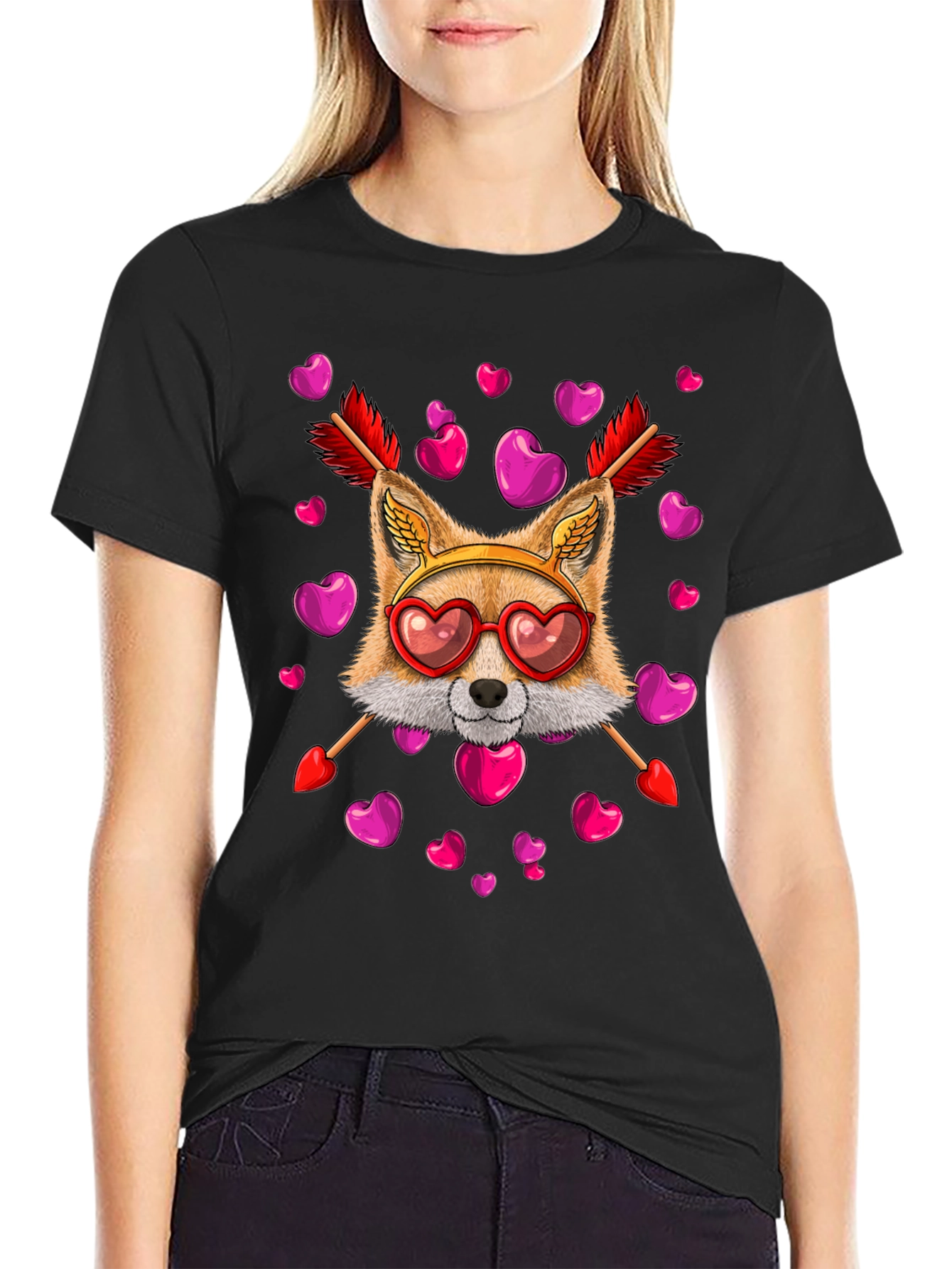 Valentines Day Fox Heart Arrows T-Shirt