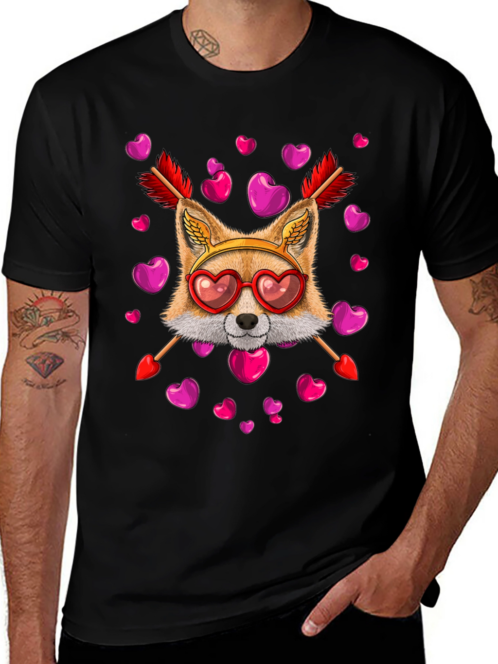 Valentines Day Fox Heart Arrows T-Shirt