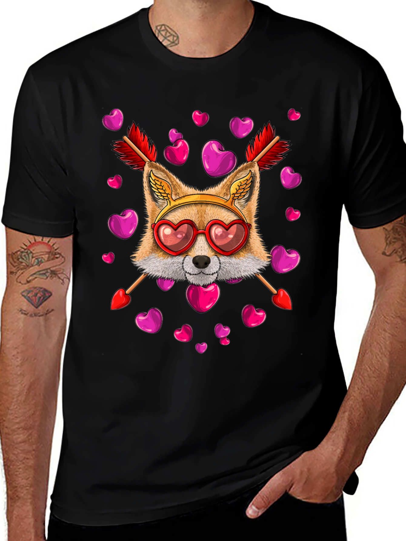 Valentines Day Fox Heart Arrows T-Shirt