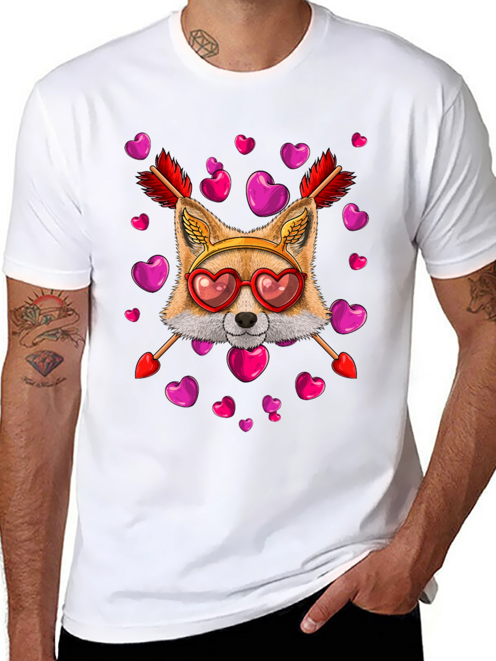 Valentines Day Fox Heart Arrows T-Shirt
