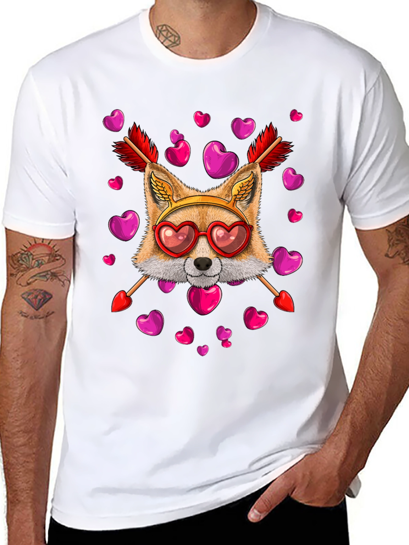 Valentines Day Fox Heart Arrows T-Shirt
