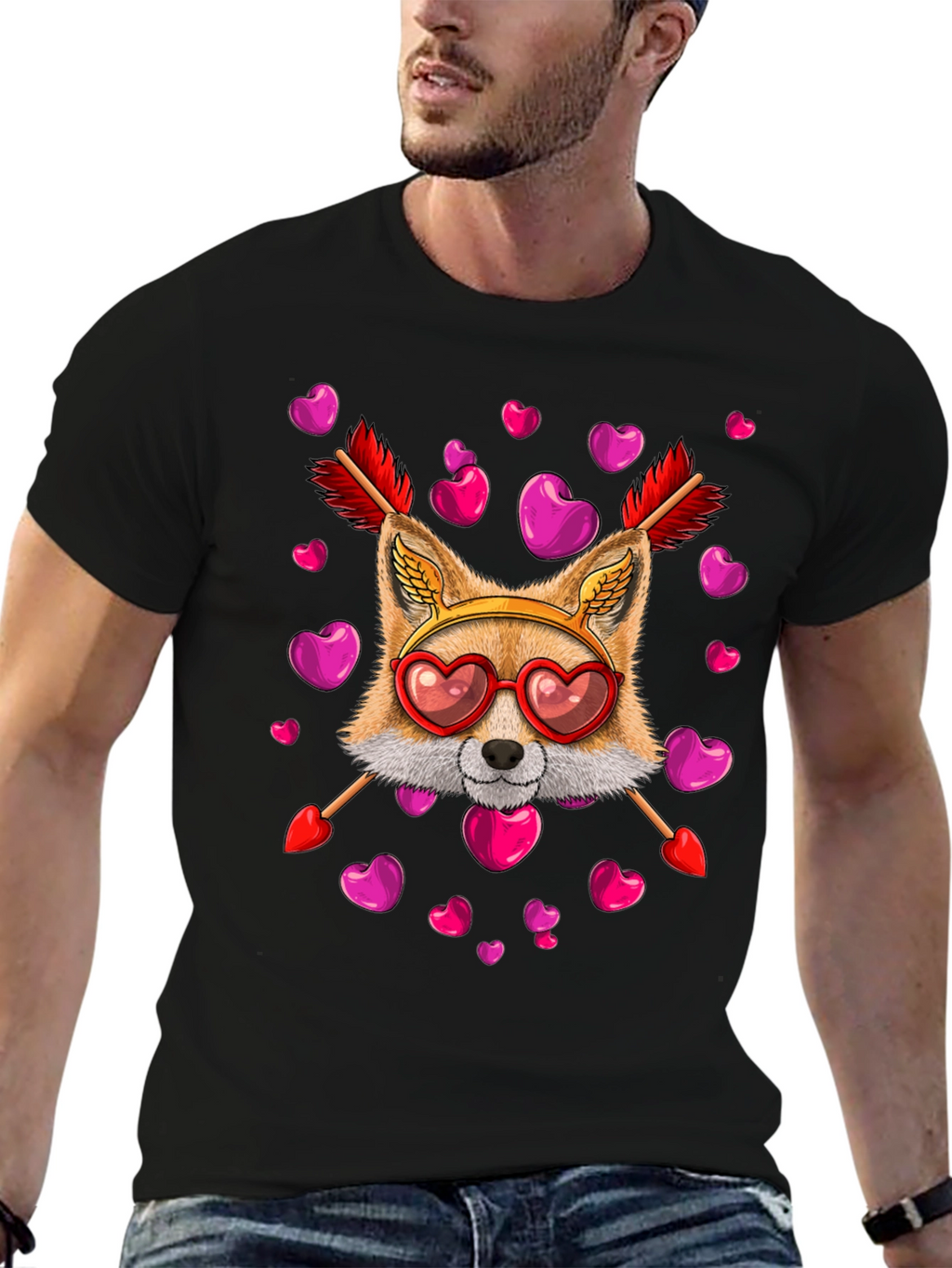 Valentines Day Fox Heart Arrows T-Shirt