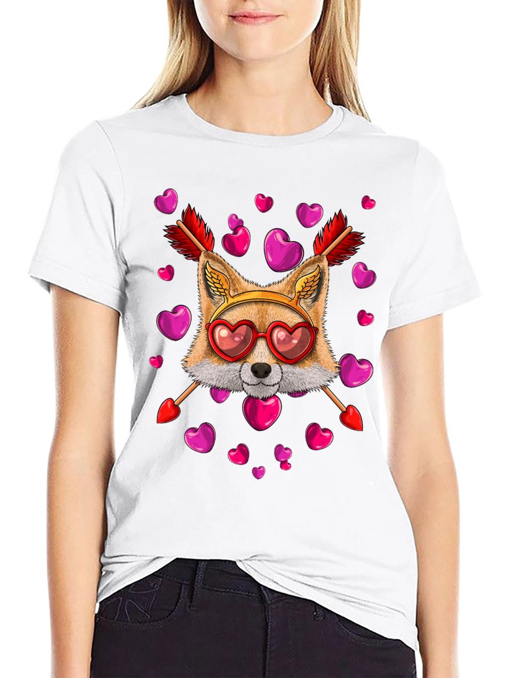 Valentines Day Fox Heart Arrows T-Shirt