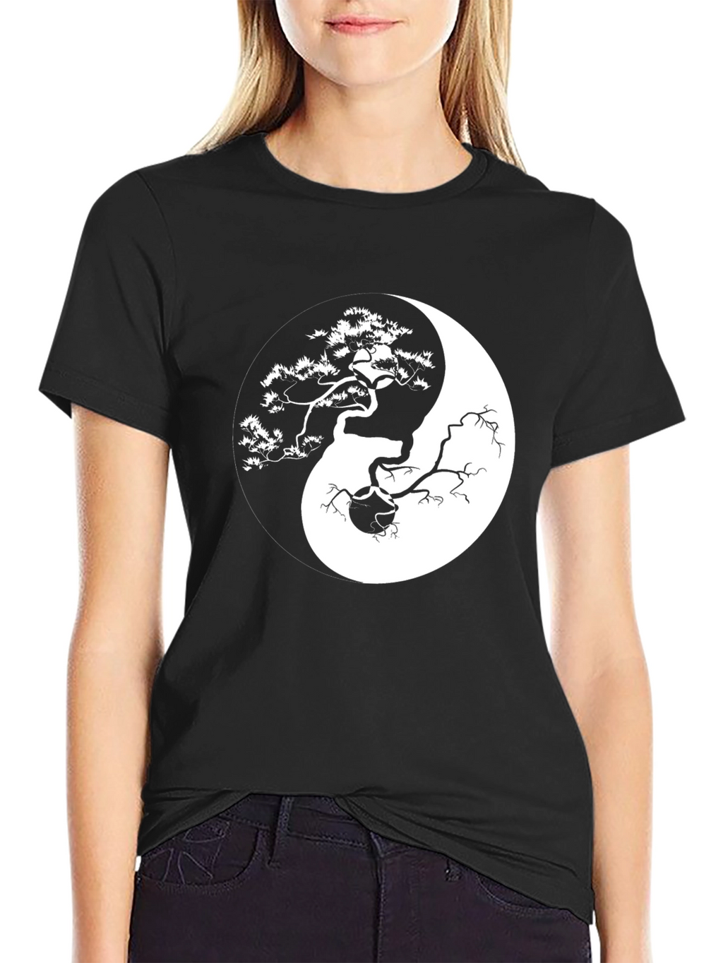 Yin Yang Bonsai Tree Graphic T-Shirt