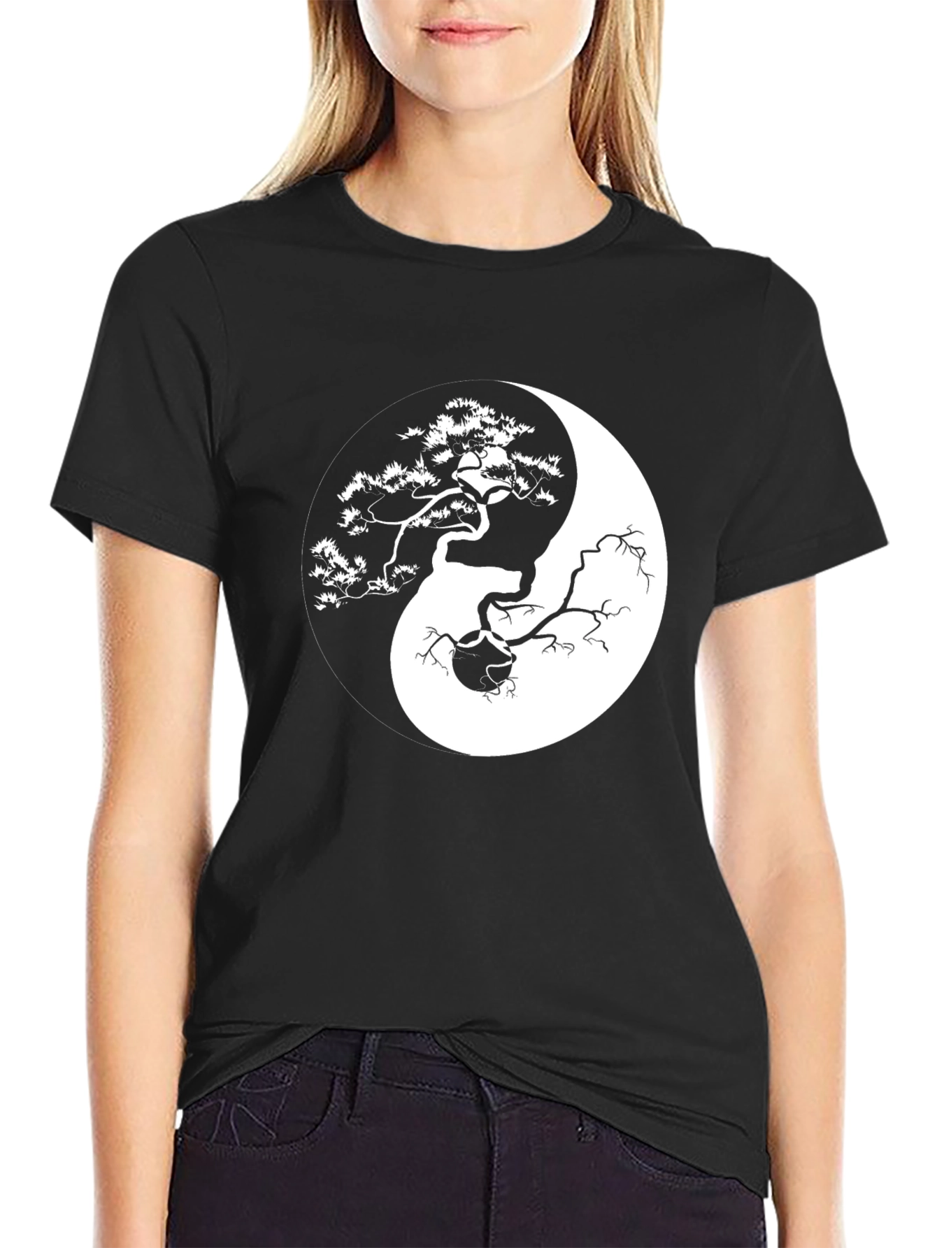 Yin Yang Bonsai Tree Graphic T-Shirt