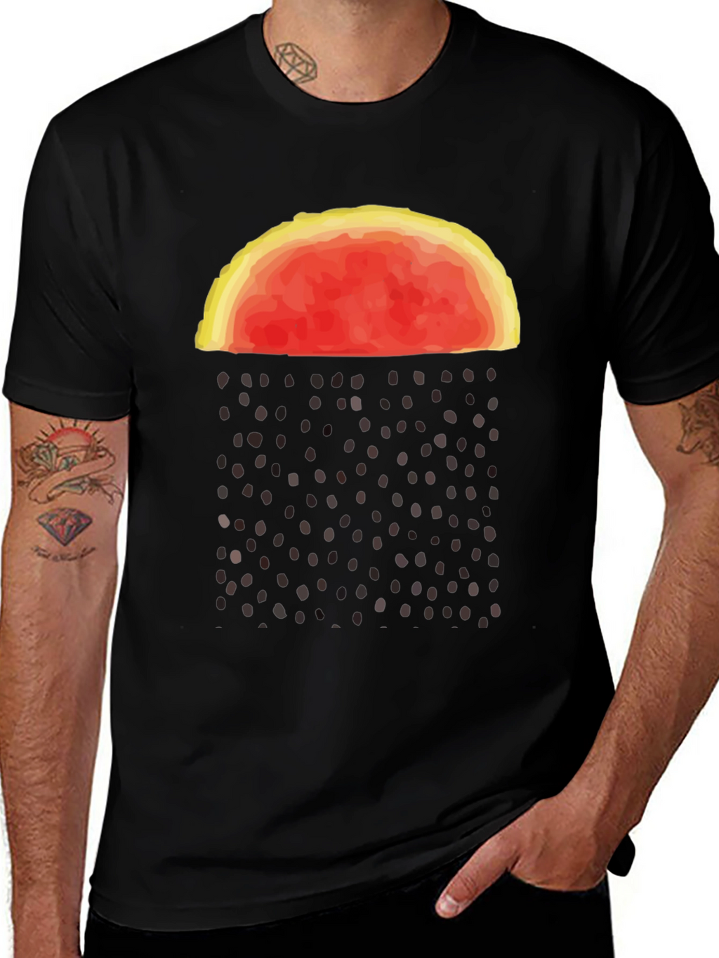 Abstract Watermelon Rain Graphic Tee