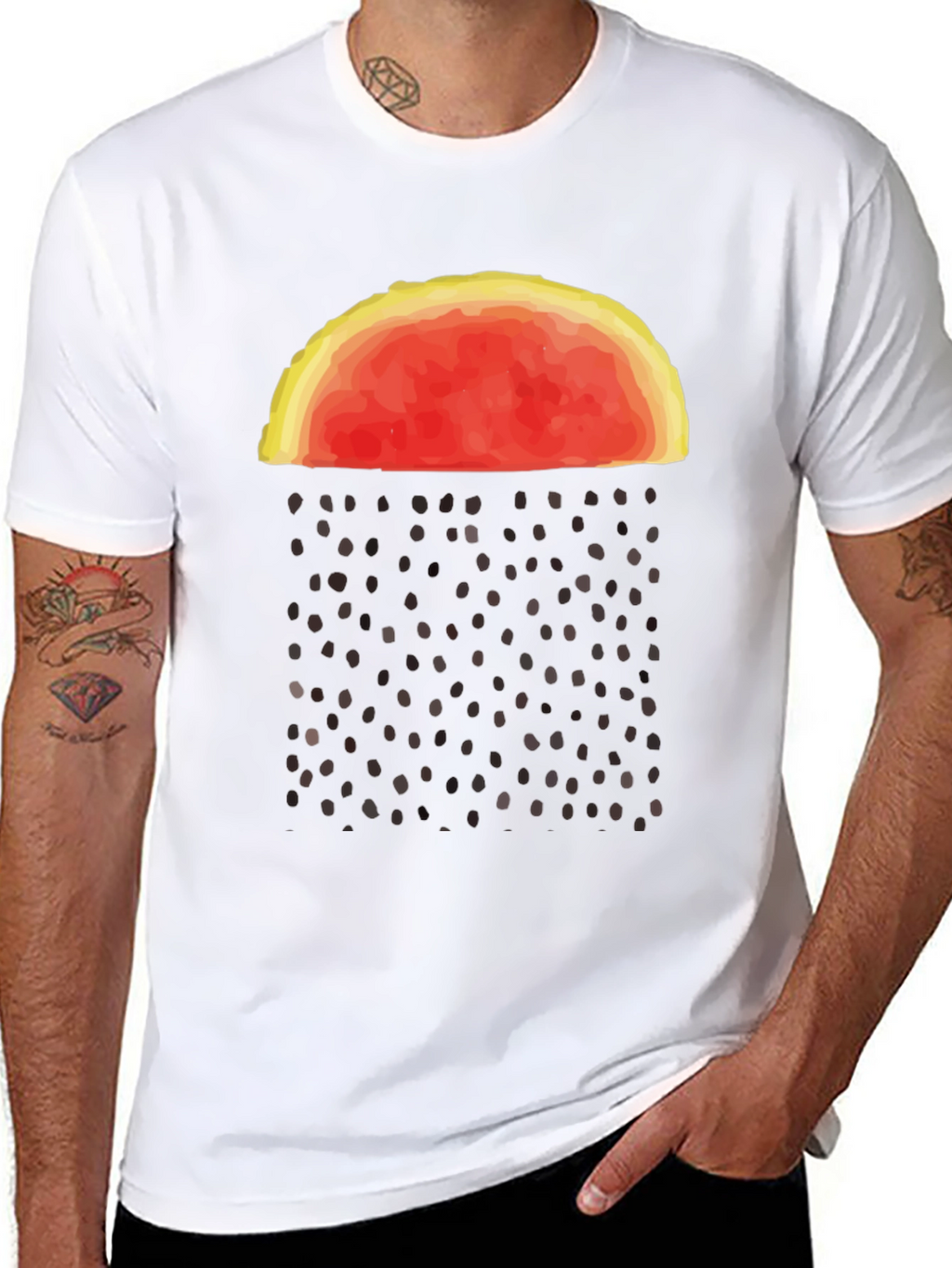 Abstract Watermelon Rain Graphic Tee