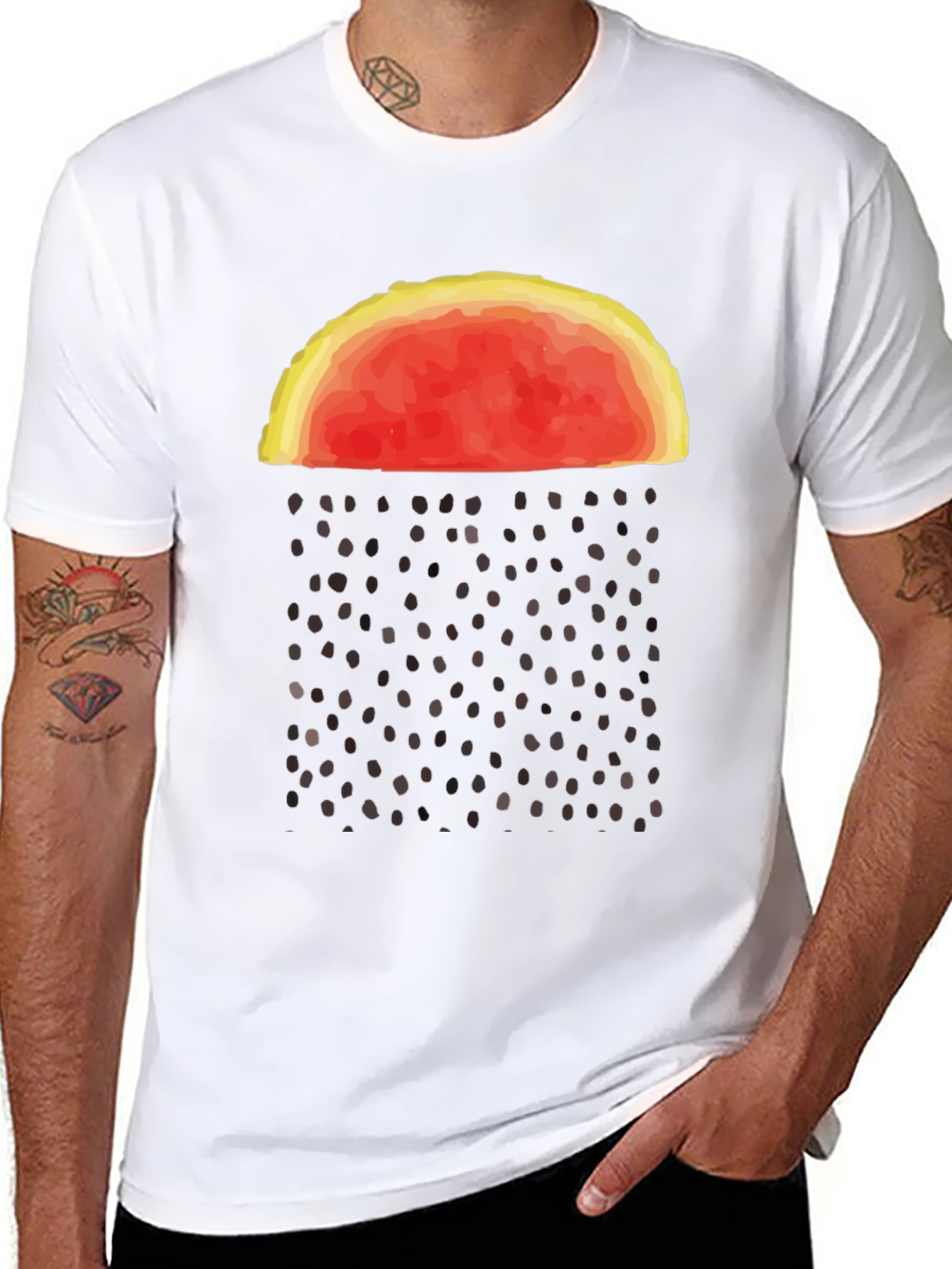 Abstract Watermelon Rain Graphic Tee