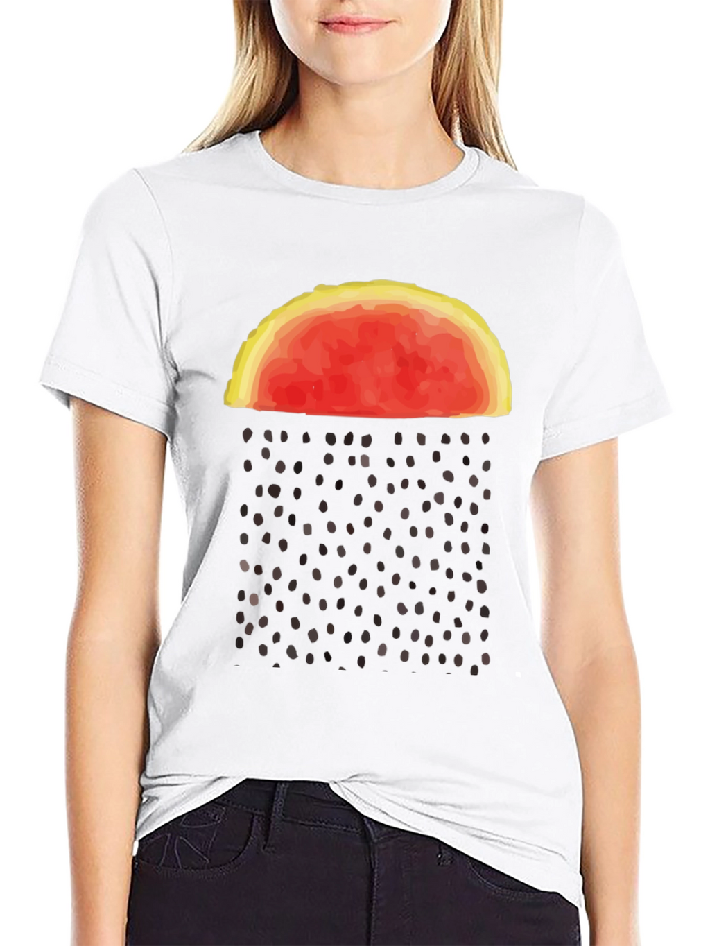 Abstract Watermelon Rain Graphic Tee