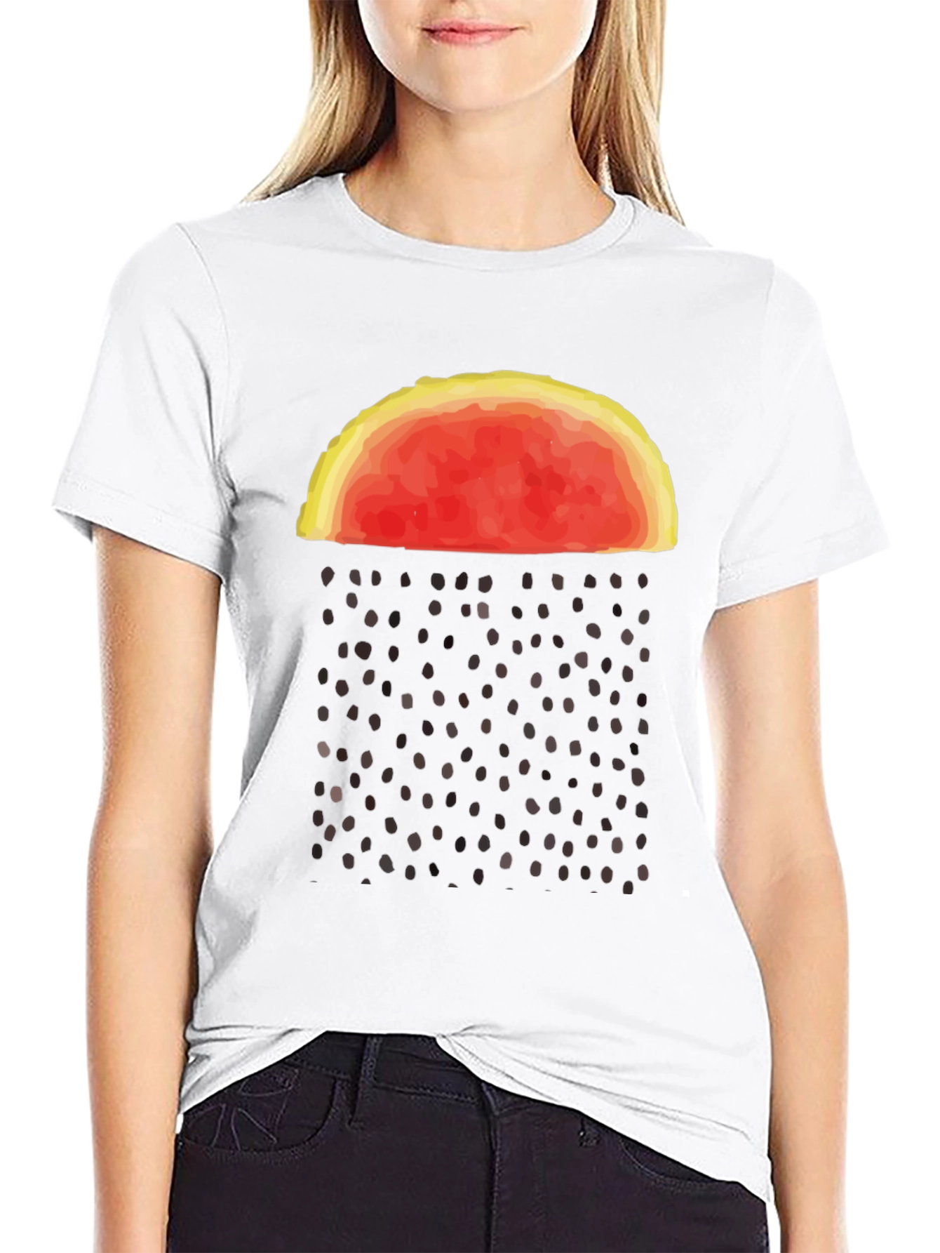 Abstract Watermelon Rain Graphic Tee