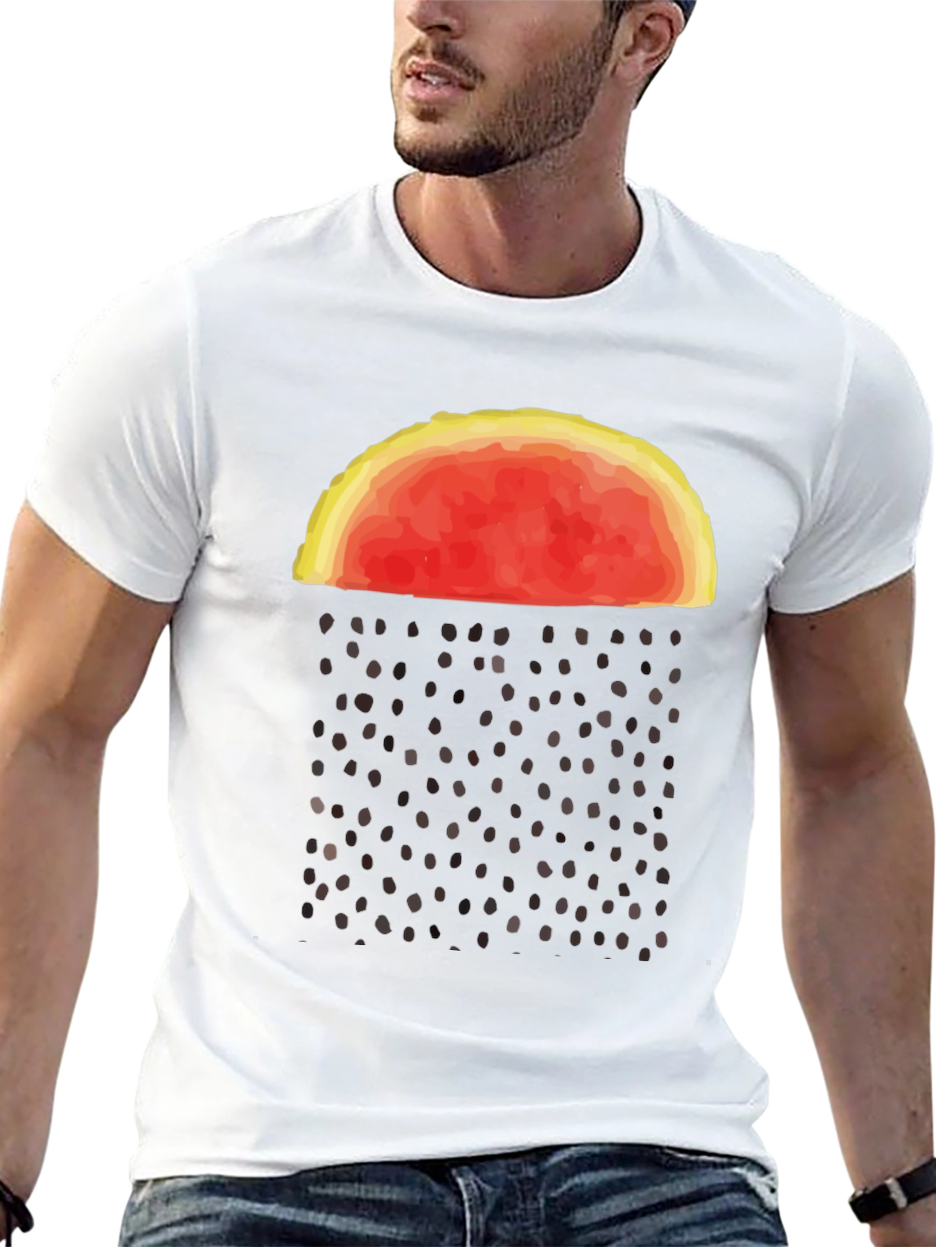 Abstract Watermelon Rain Graphic Tee