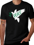 Peace Dove Graphic T-Shirt - Black Crew Neck
