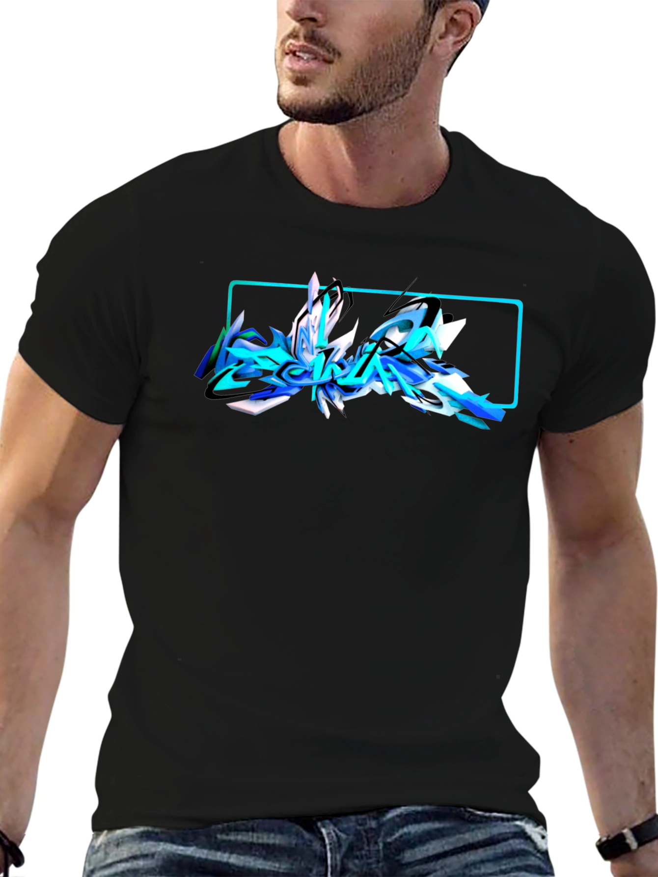 Abstract Graffiti Graphic Black T-Shirt