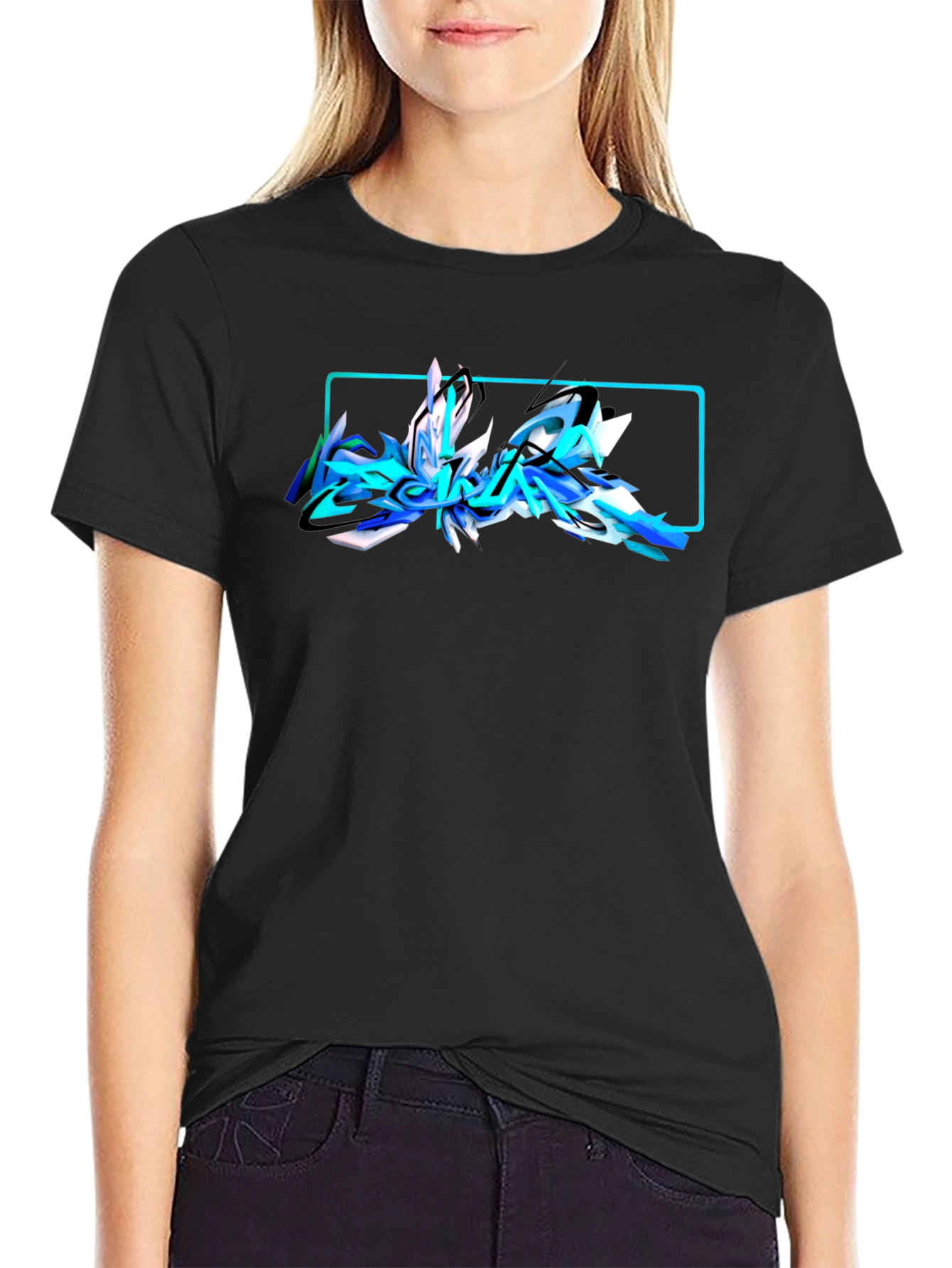 Abstract Graffiti Graphic Black T-Shirt