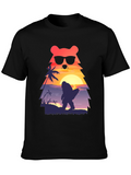 Bear Bigfoot Sunset Beach T-Shirt