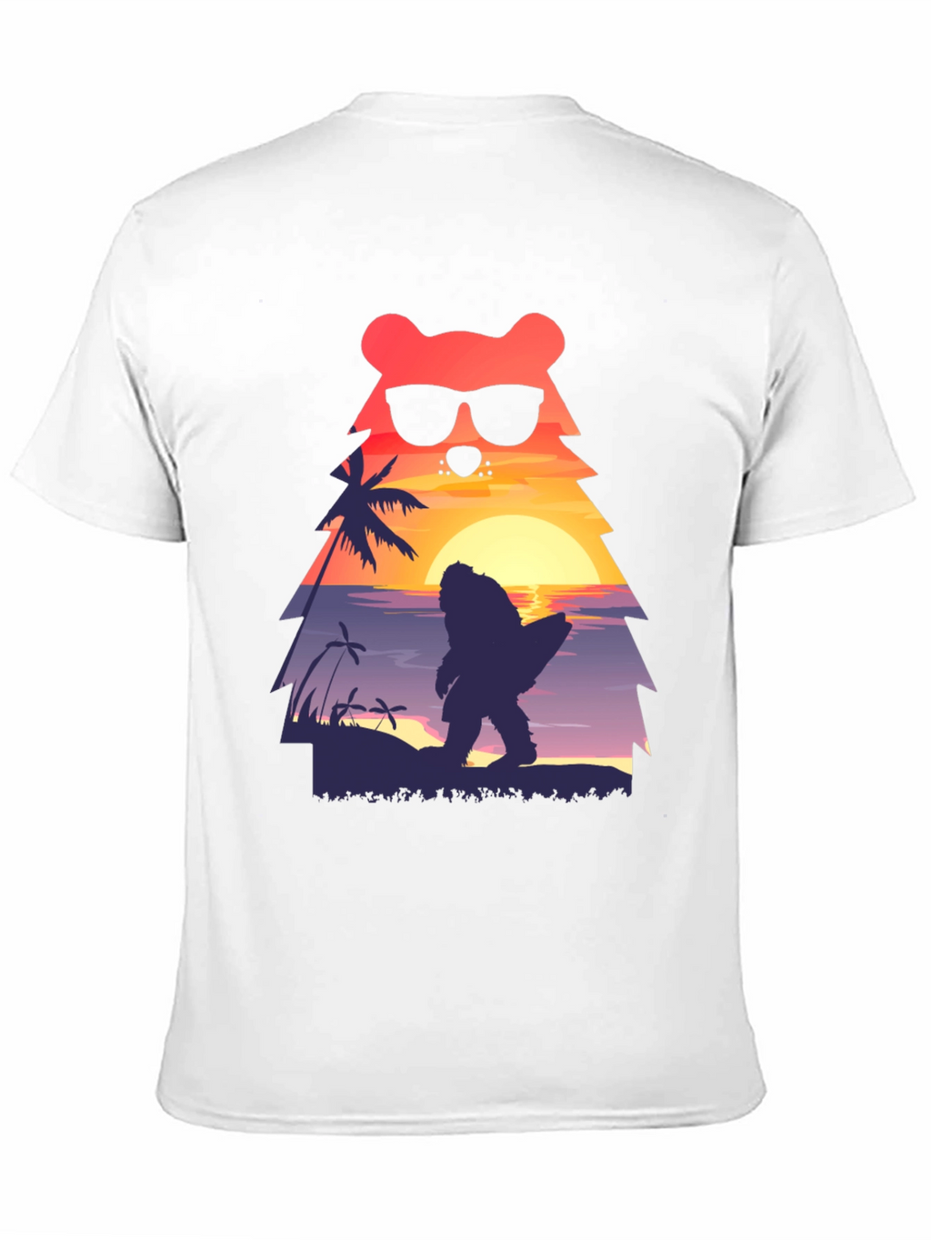 Bear Bigfoot Sunset Beach T-Shirt