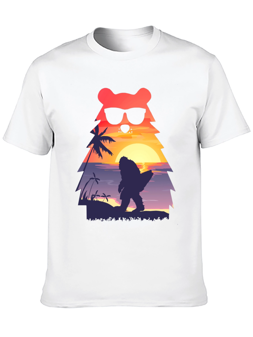 Bear Bigfoot Sunset Beach T-Shirt