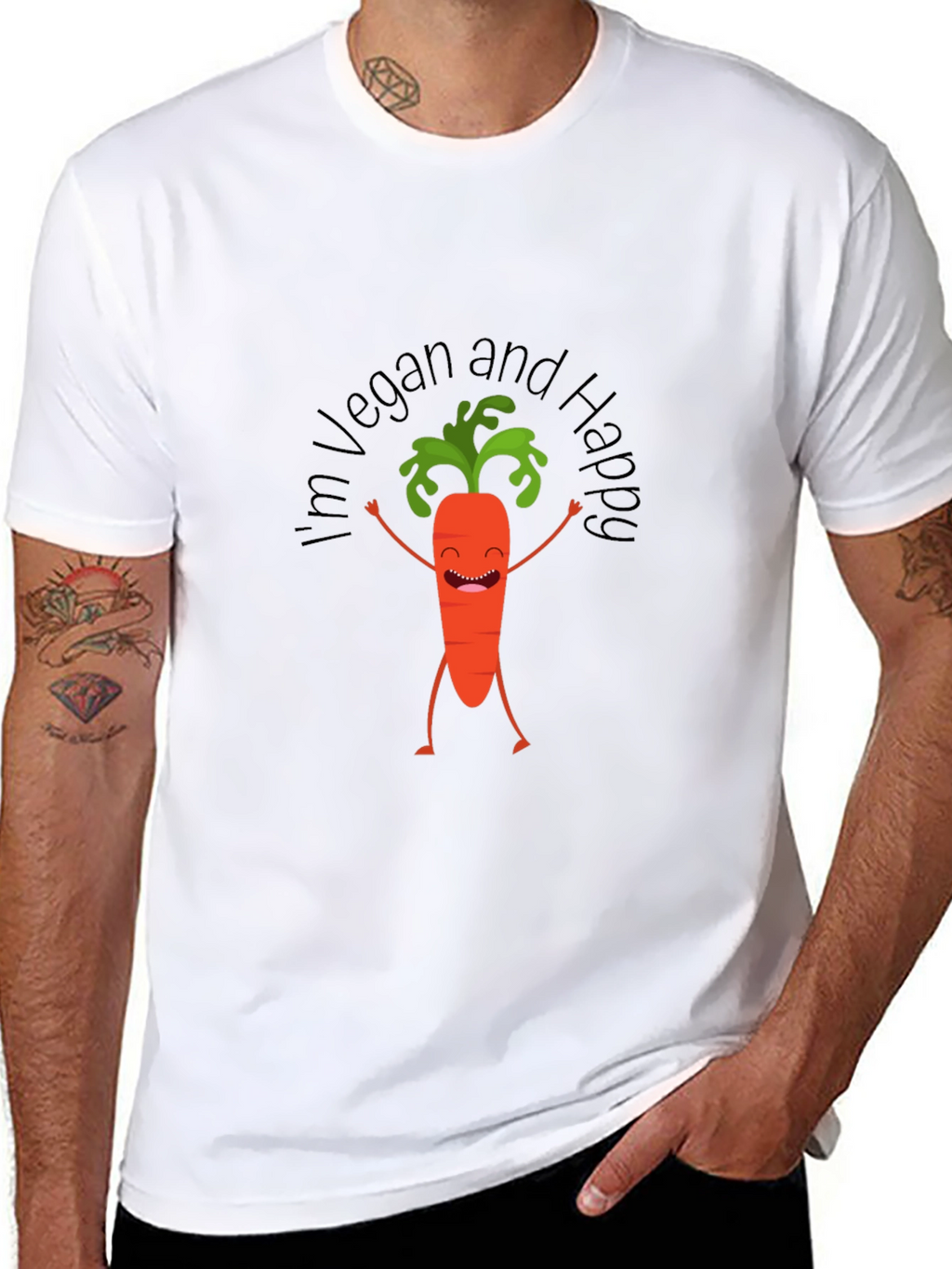Vegan and Happy Carrot Graphic Tee - Unisex