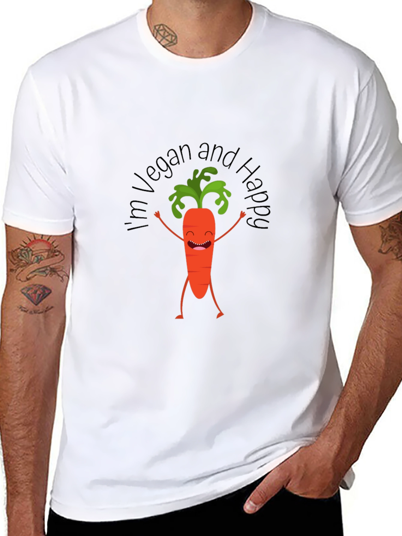 Vegan and Happy Carrot Graphic Tee - Unisex