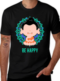 Be Happy Buddha Graphic T-Shirt