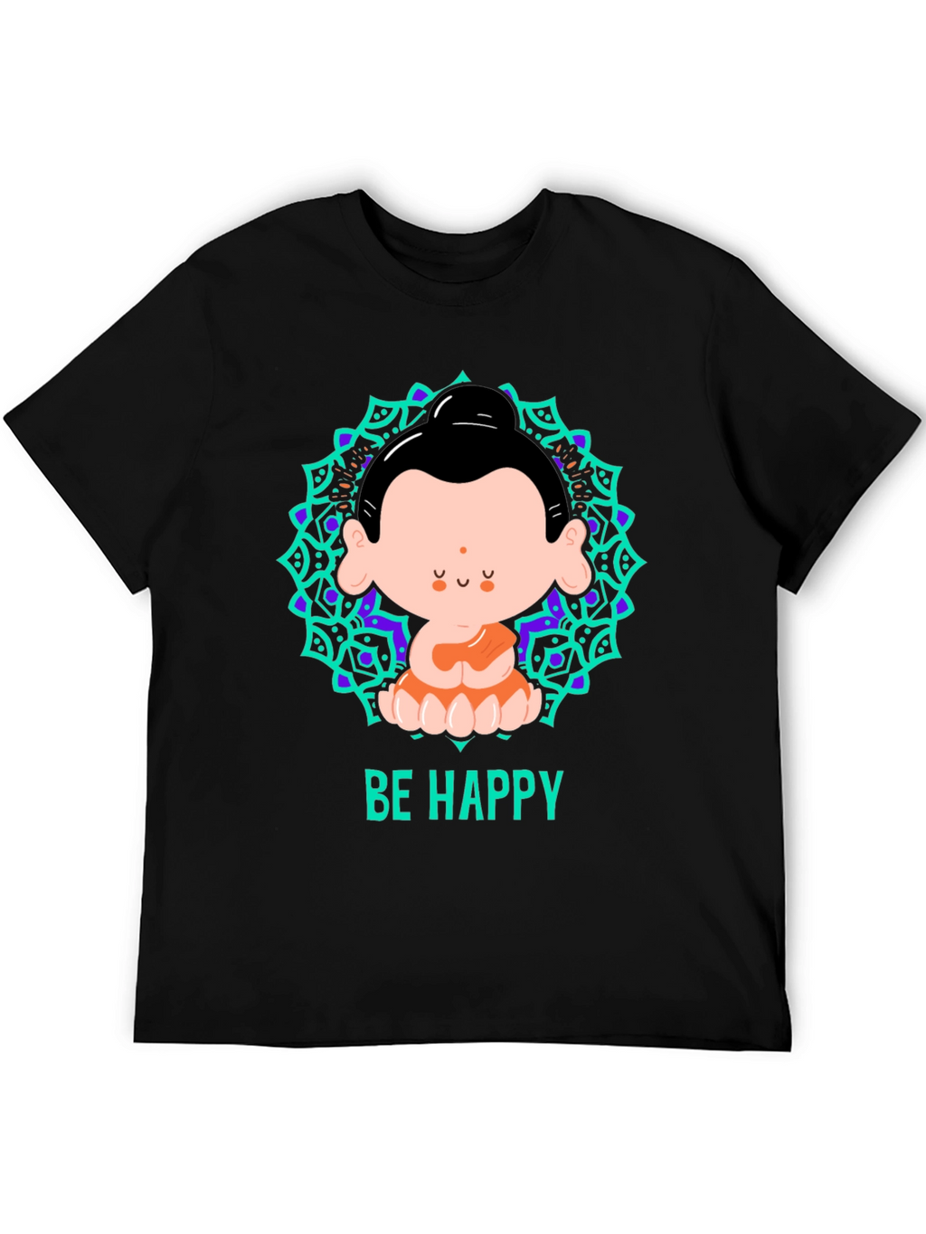 Be Happy Buddha Graphic T-Shirt