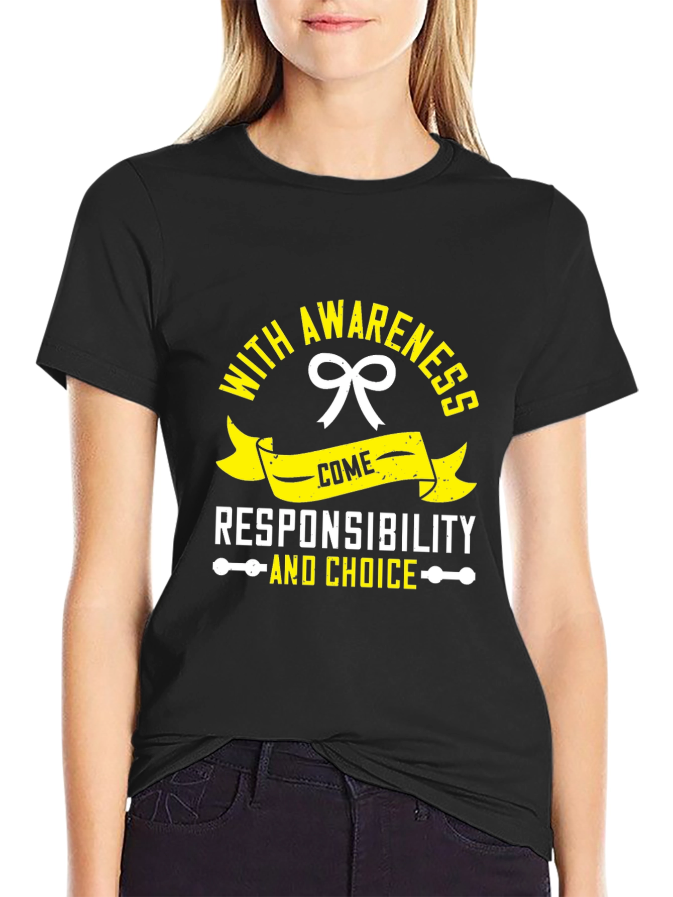 Awareness Responsibility and Choice Black T-Shirt