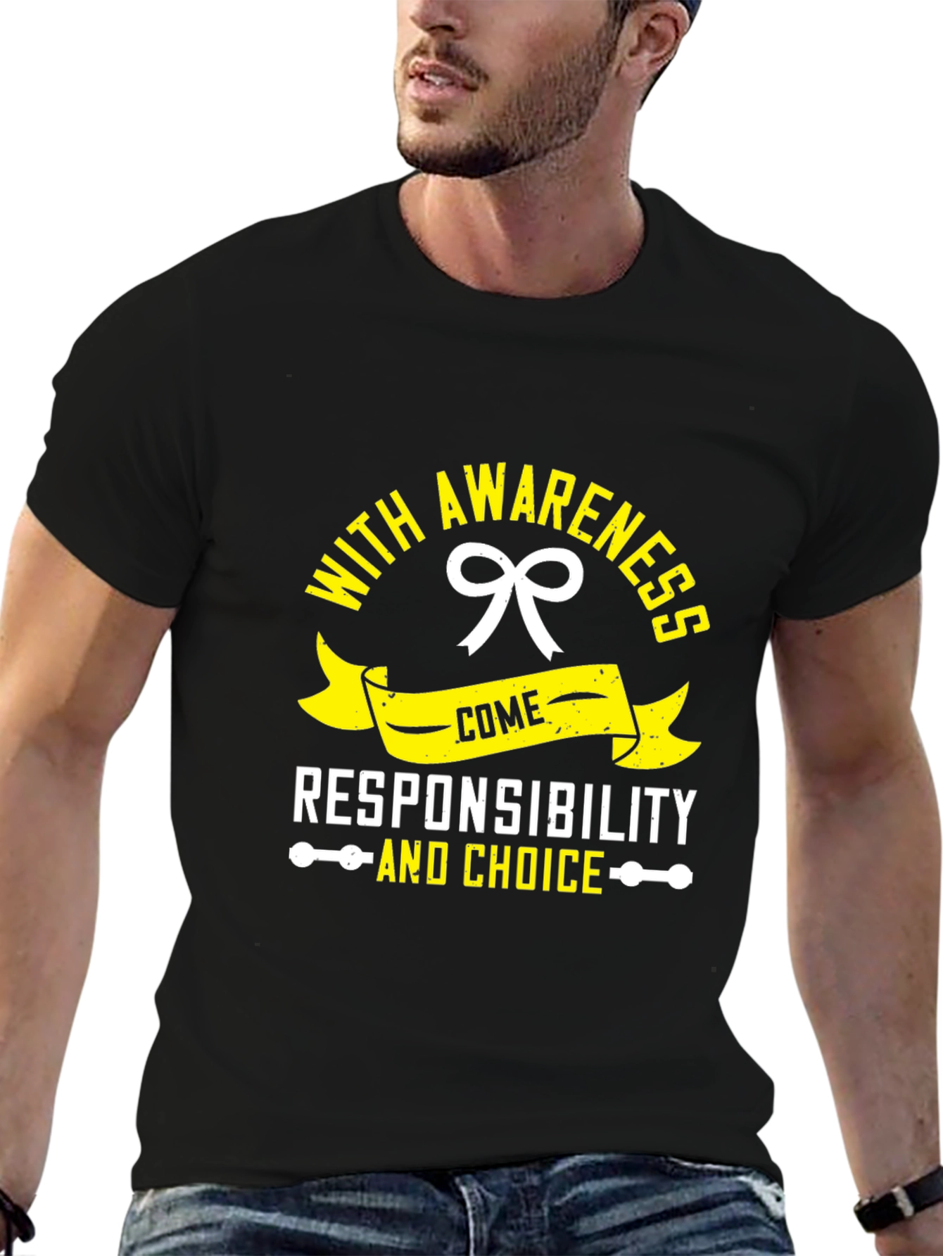 Awareness Responsibility and Choice Black T-Shirt