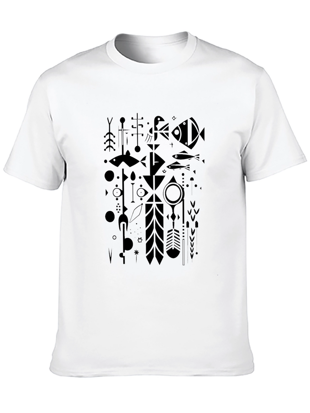 Modern Geometric Fish Black Graphic Tee