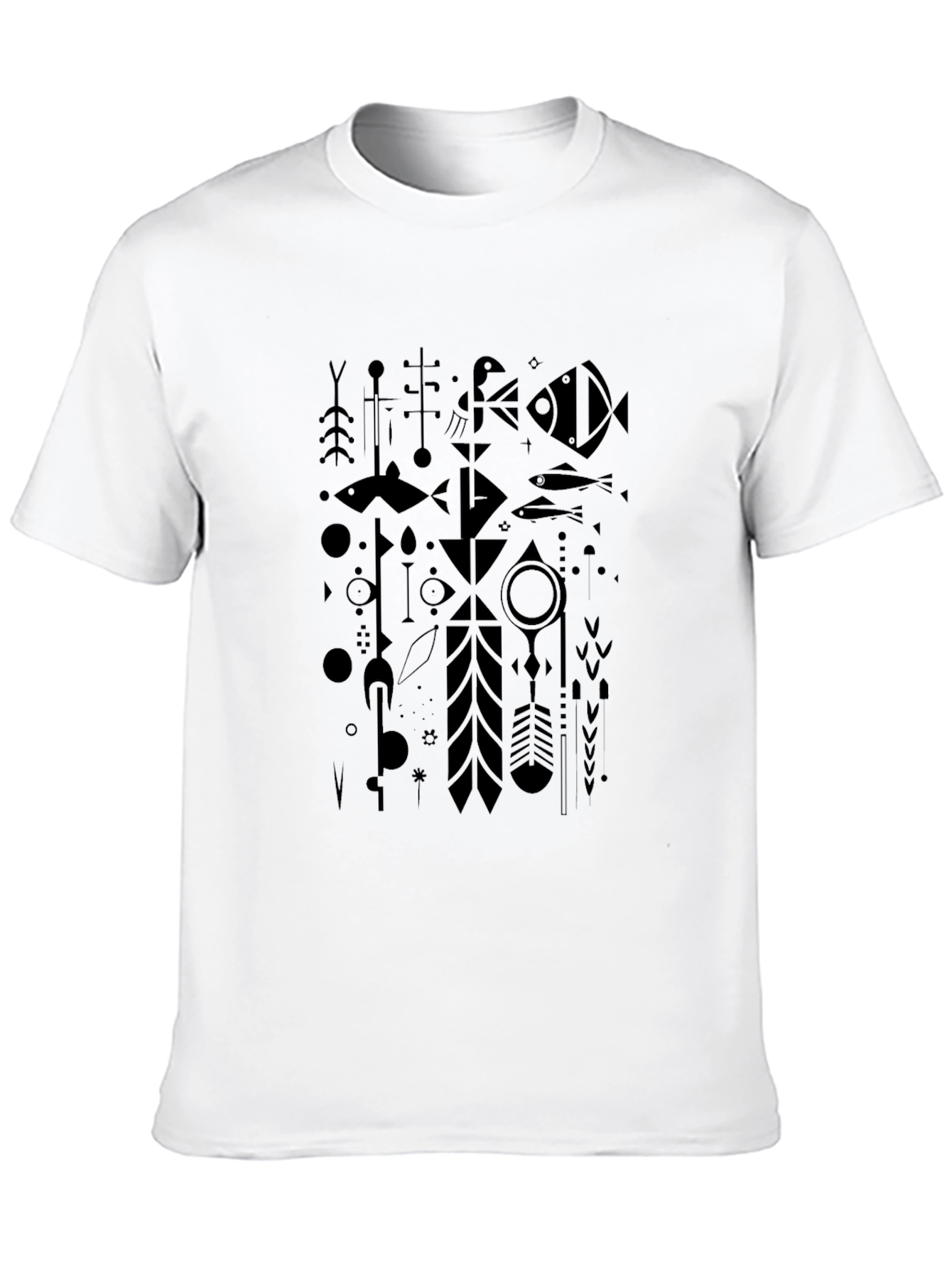 Modern Geometric Fish Black Graphic Tee