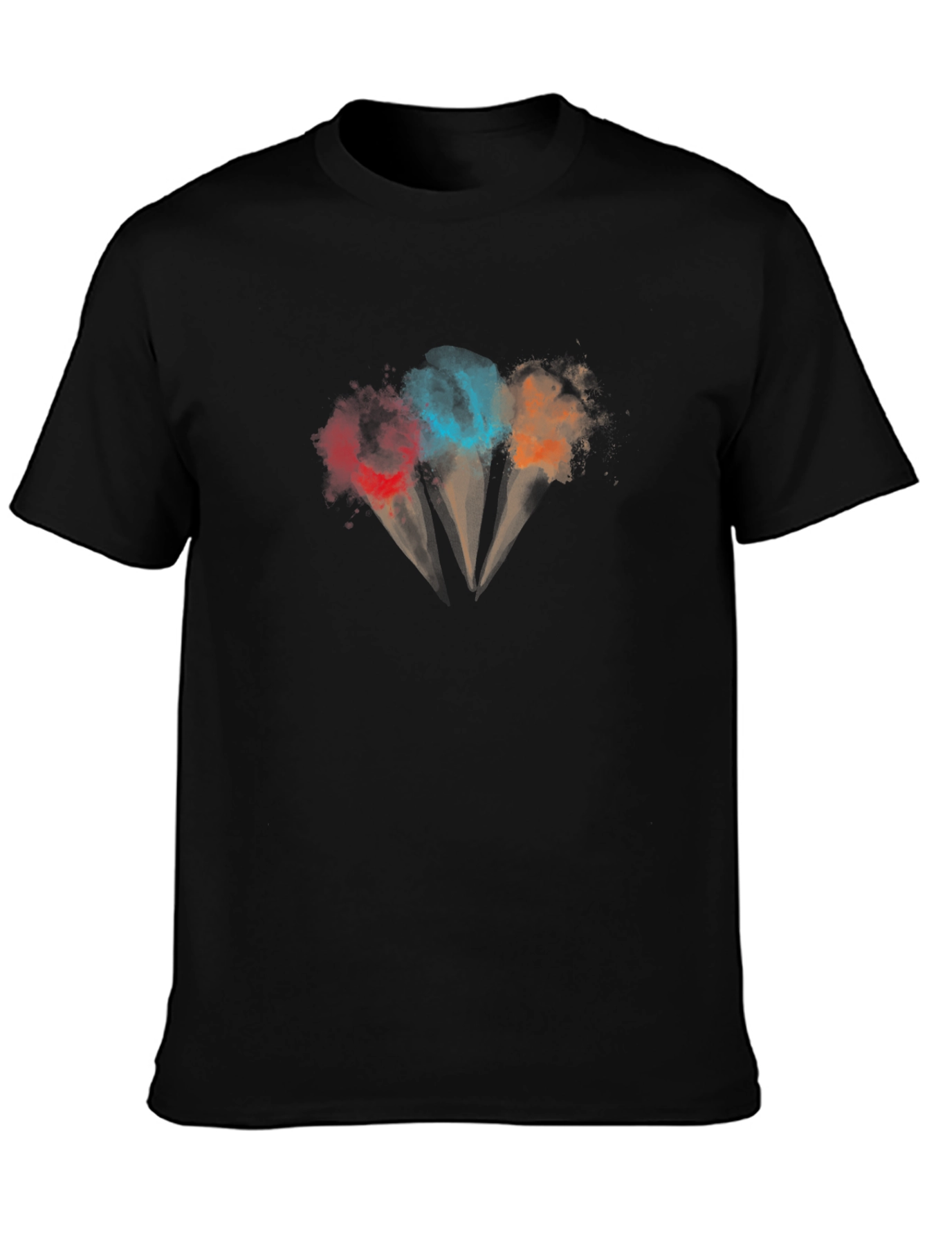 Mens Black T-Shirt with Ice Cream Cone Graphic